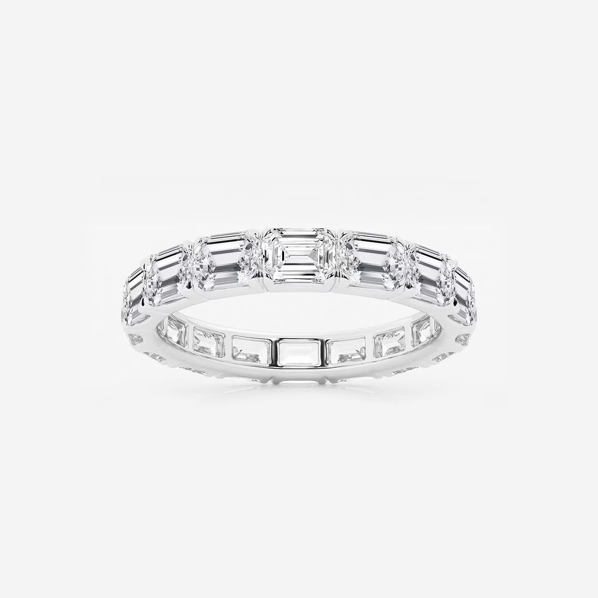 4.00 Ct (East-West Set)Emerald Diamond Eternity Band Prong Set Wedding Ring