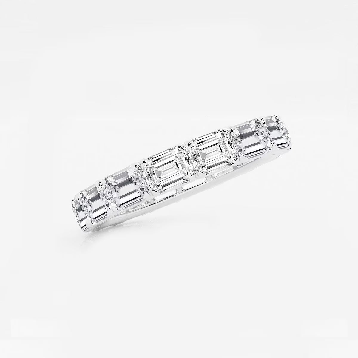 4.00 Ct (East-West Set)Emerald Diamond Eternity Band Prong Set Wedding Ring