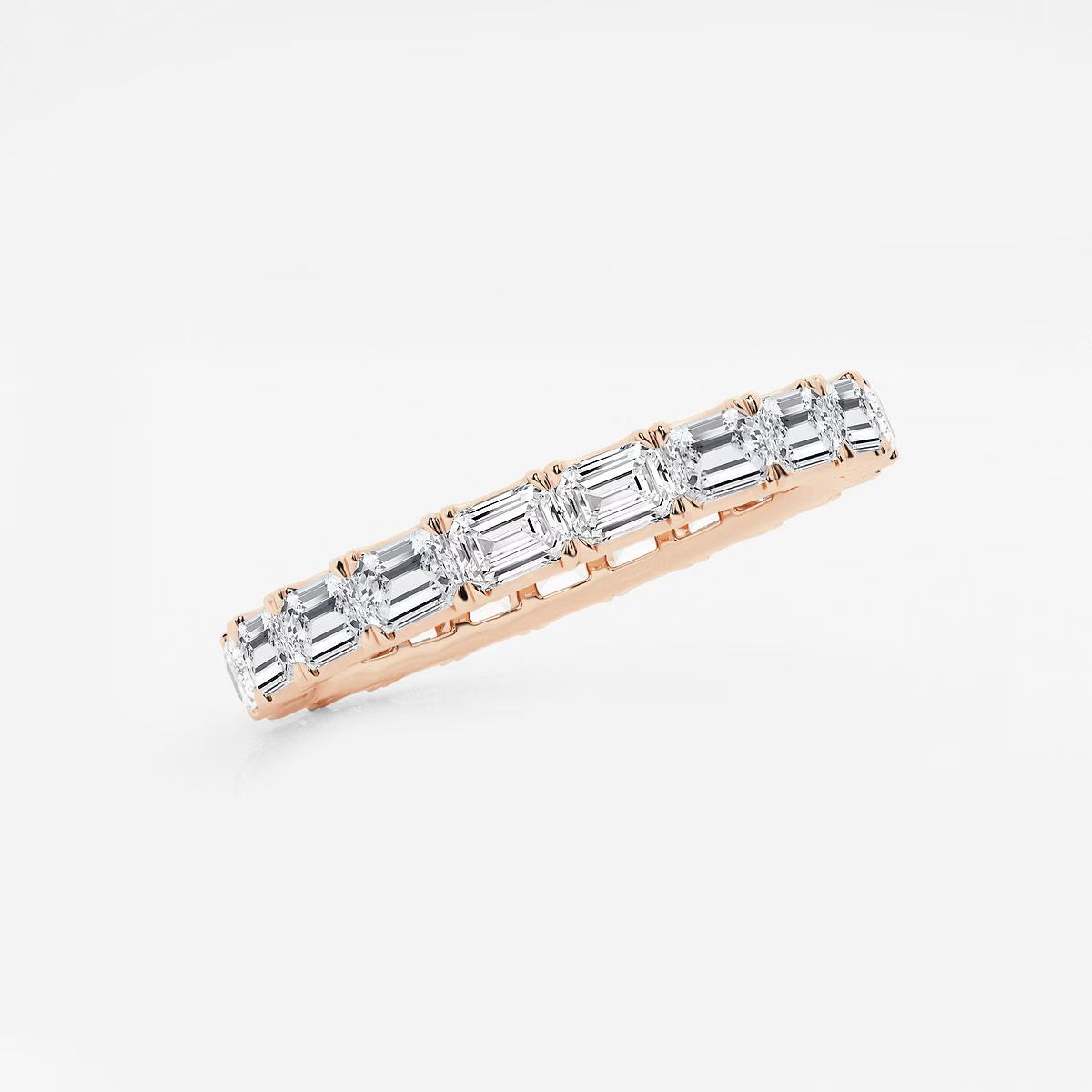 2.00 Ct (East-West Set)Emerald Diamond Eternity Band Prong Set Wedding Ring