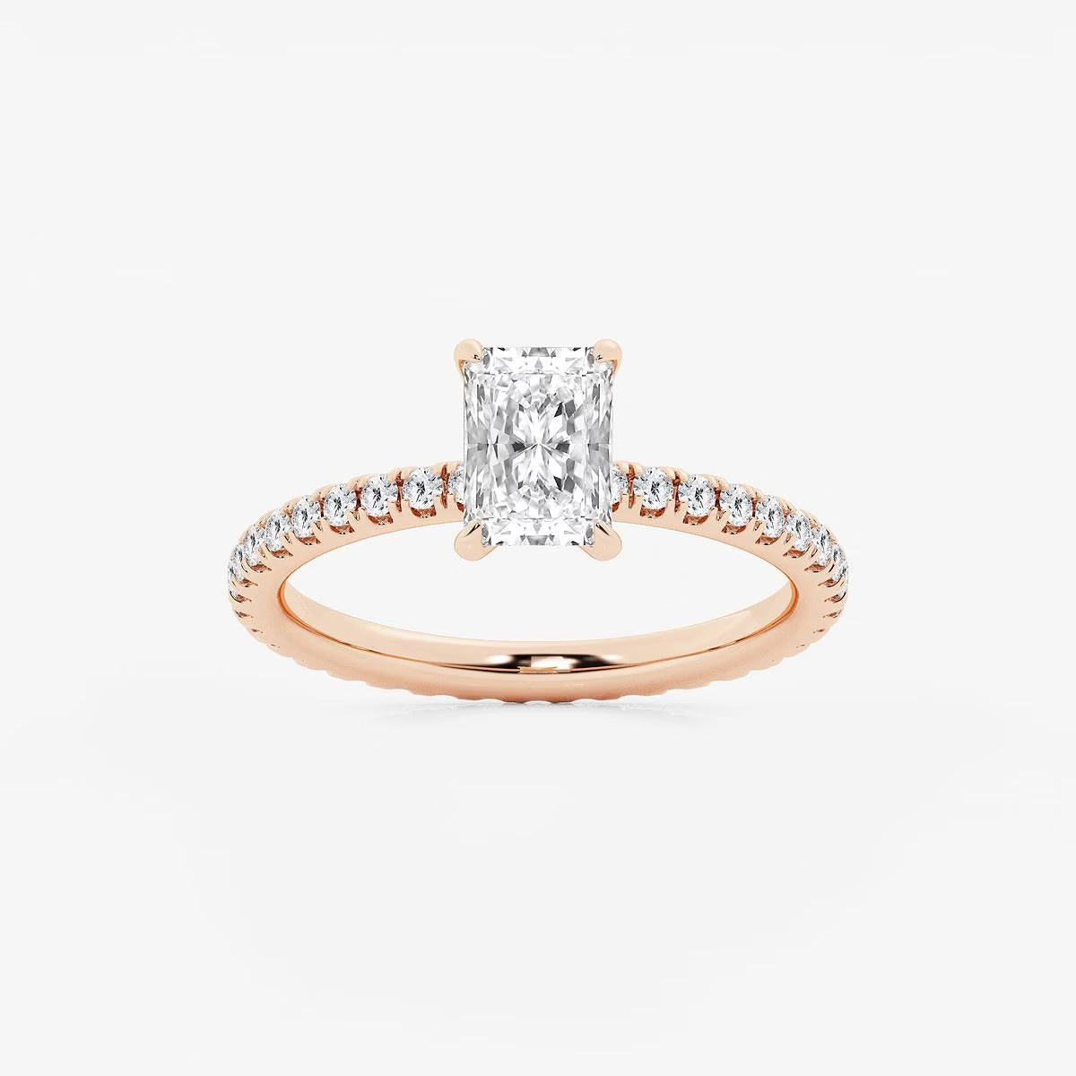 2.00 Ctw Center Stone Radiant Grace Lab Grown Diamond Eternity Engagement Ring