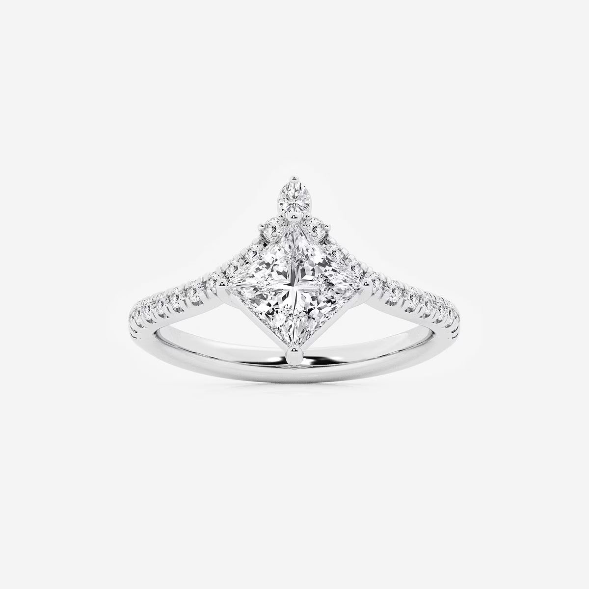 1.85 ctw Princess Heidi Lab Grown Diamond Chevron Engagement Ring with Side Accents