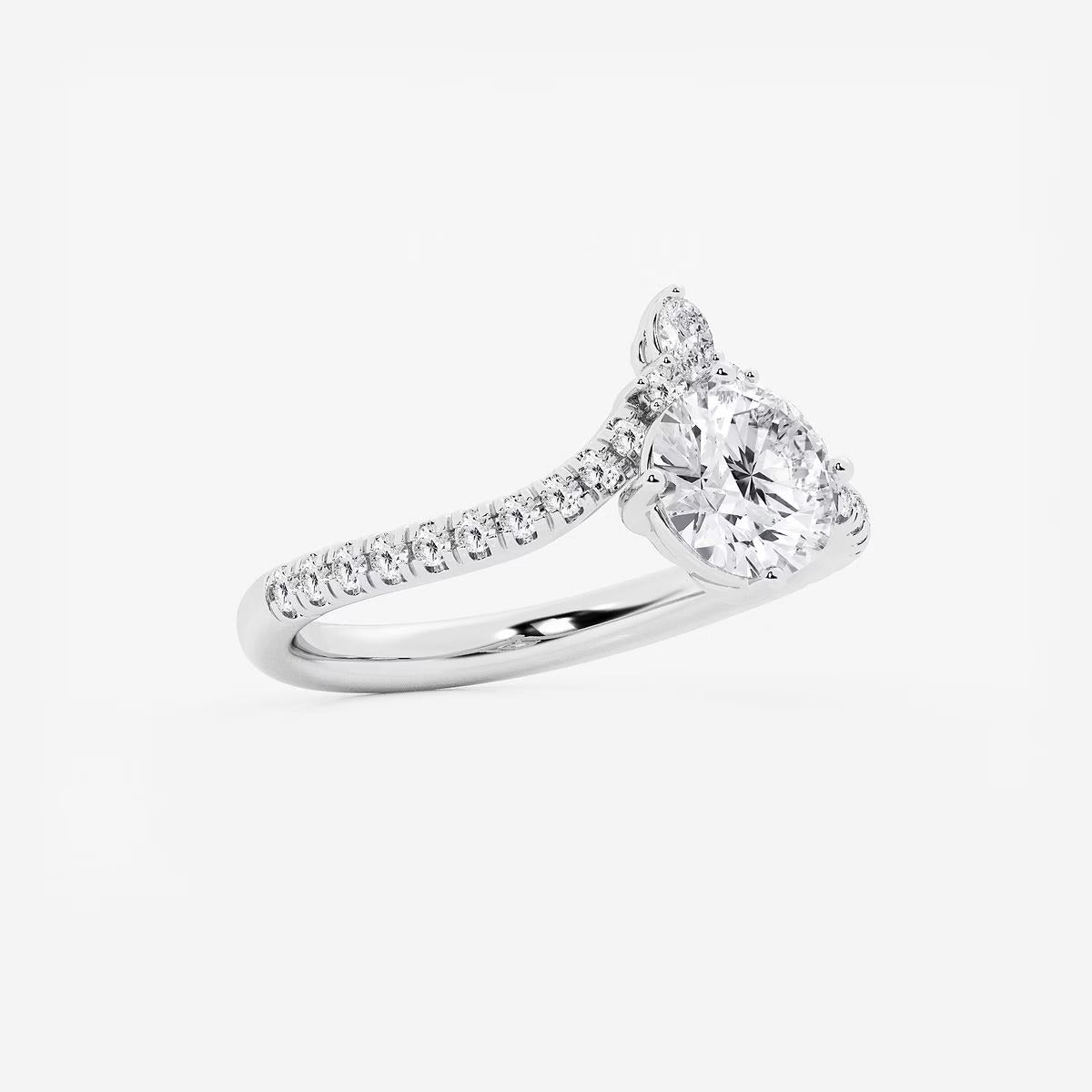 1.85 ctw Round Heidi Lab Grown Diamond Chevron Engagement Ring with Side Accents