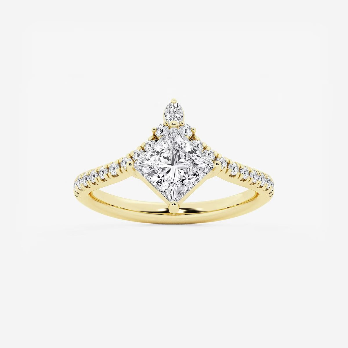 1.85 ctw Princess Heidi Lab Grown Diamond Chevron Engagement Ring with Side Accents
