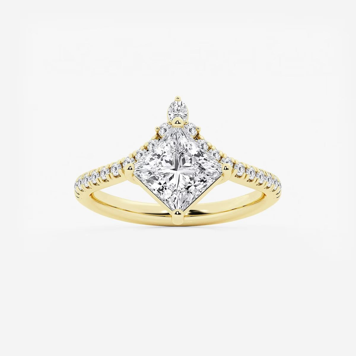 2.35 ctw Princess Heidi Lab Grown Diamond Chevron Engagement Ring with Side Accents