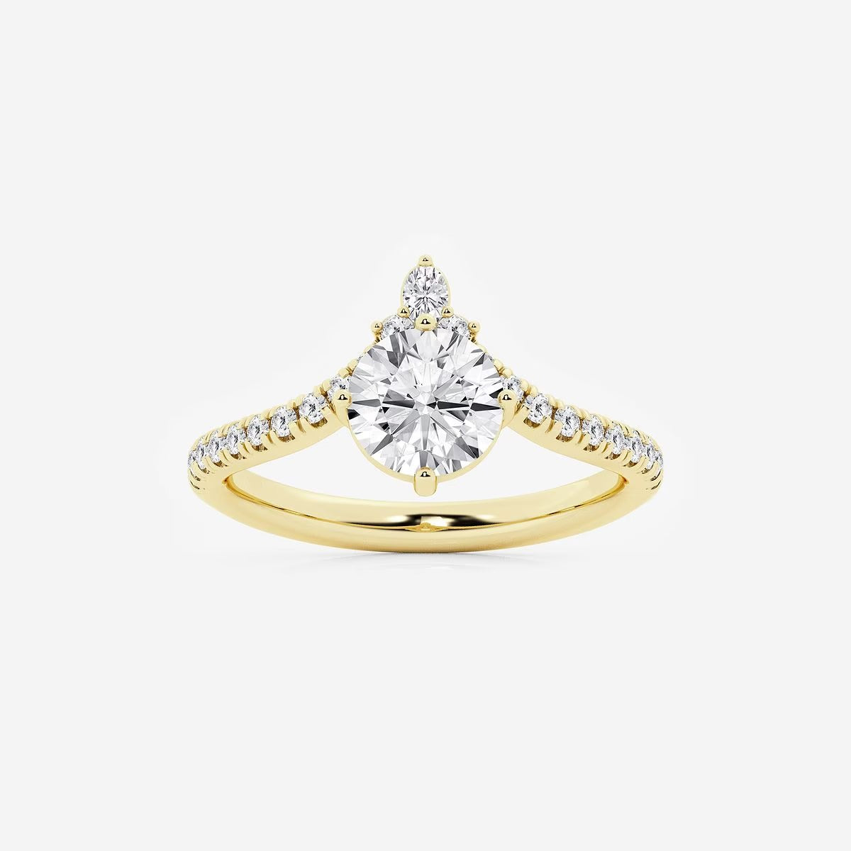 1.85 ctw Round Heidi Lab Grown Diamond Chevron Engagement Ring with Side Accents