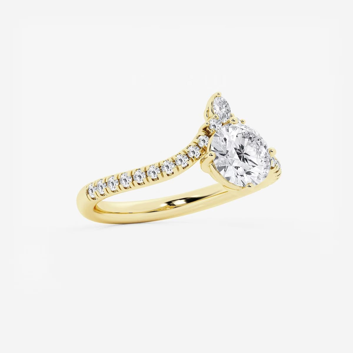 1.85 ctw Round Heidi Lab Grown Diamond Chevron Engagement Ring with Side Accents