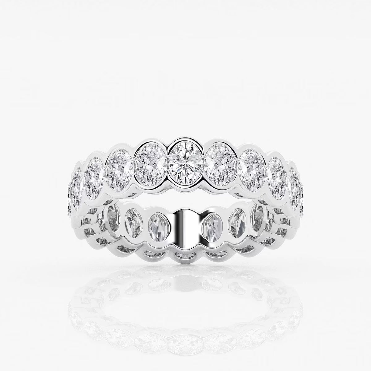 2.00 Ct Oval Diamond Half Bezel Set Eternity Band Prong Set Wedding Ring