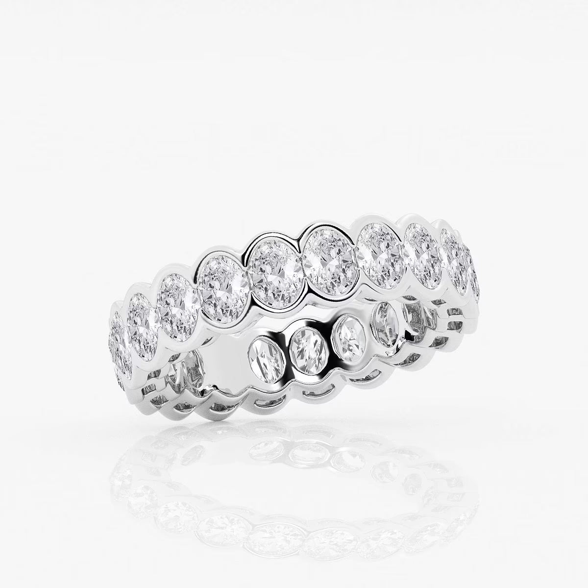 2.00 Ct Oval Diamond Half Bezel Set Eternity Band Prong Set Wedding Ring