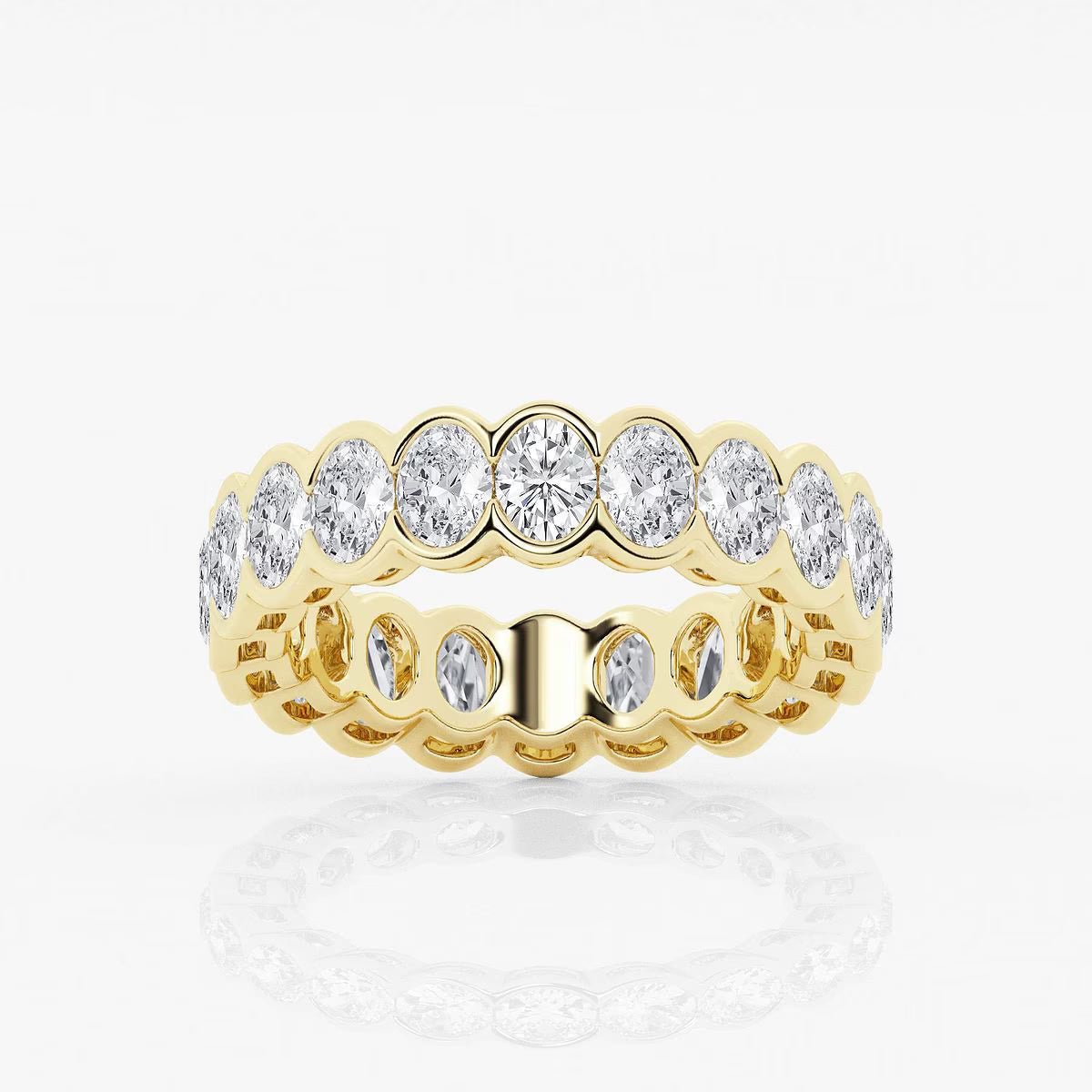 2.00 Ct Oval Diamond Half Bezel Set Eternity Band Prong Set Wedding Ring