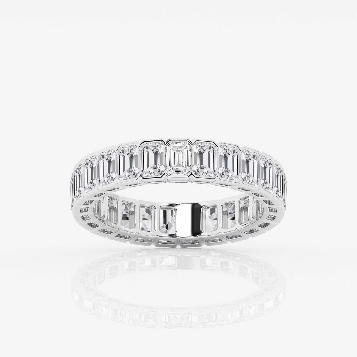 3.00 Ct Emerald Diamond Half Bezel Set Eternity Band Prong Set Wedding Ring