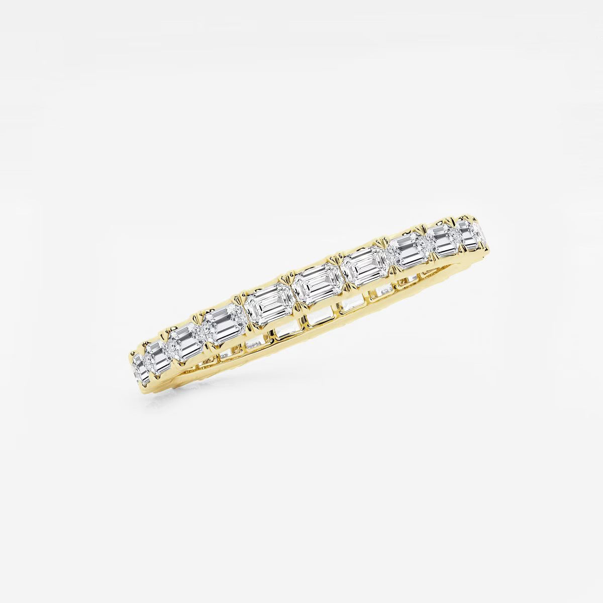 1.00 Ct (East-West Set)Emerald Diamond Eternity Band Prong Set Wedding Ring