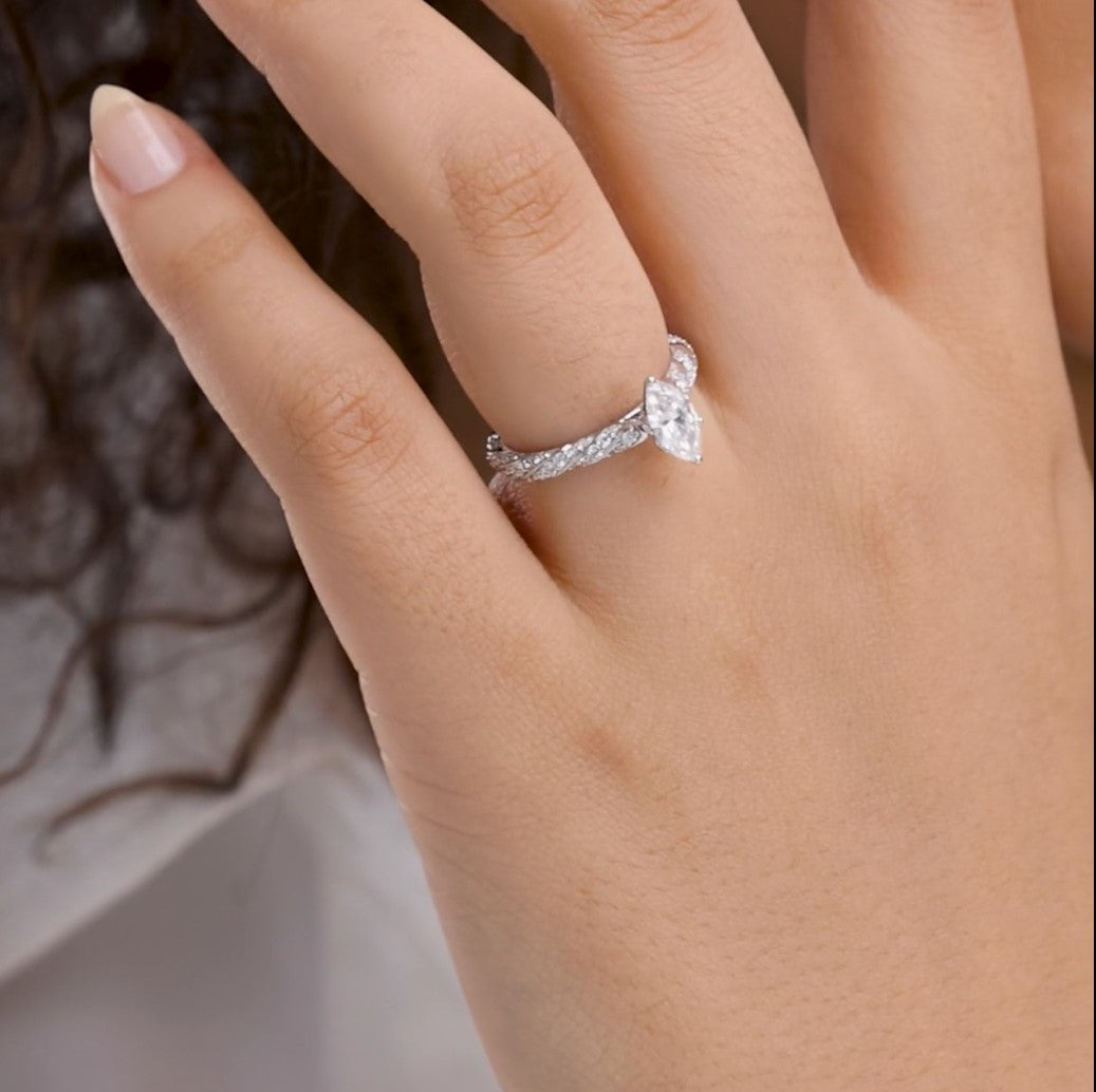 5.50 ctw Center Stone Marquise & Side Stone Round Lab Grown Diamond Ribbon Engagement Ring