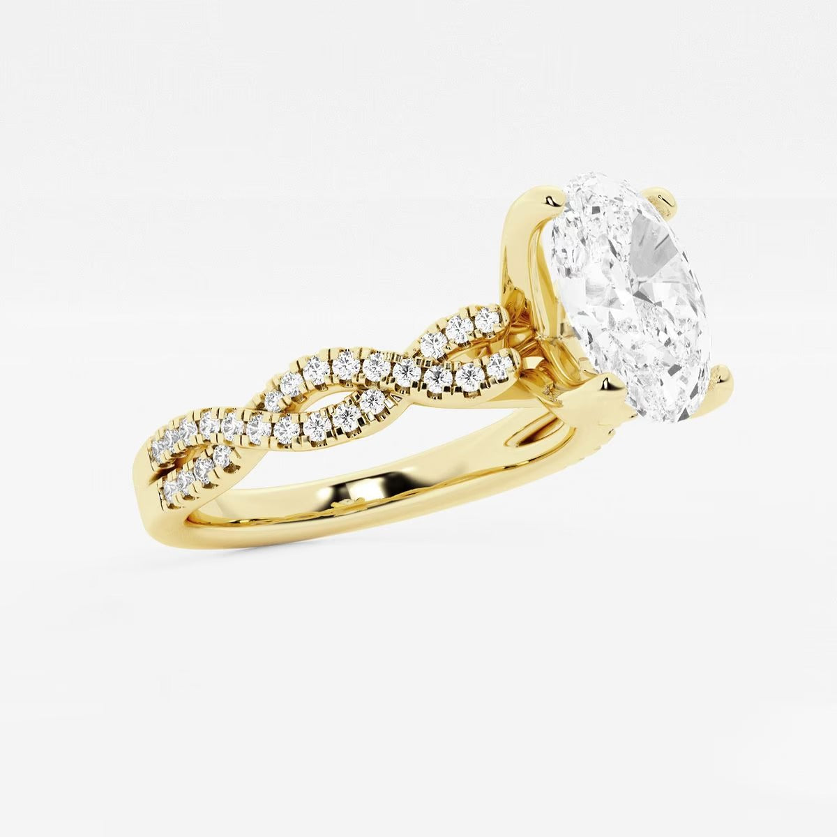 3.25 Ctw Oval Lab Grown Diamond Double Twist Engagement Ring