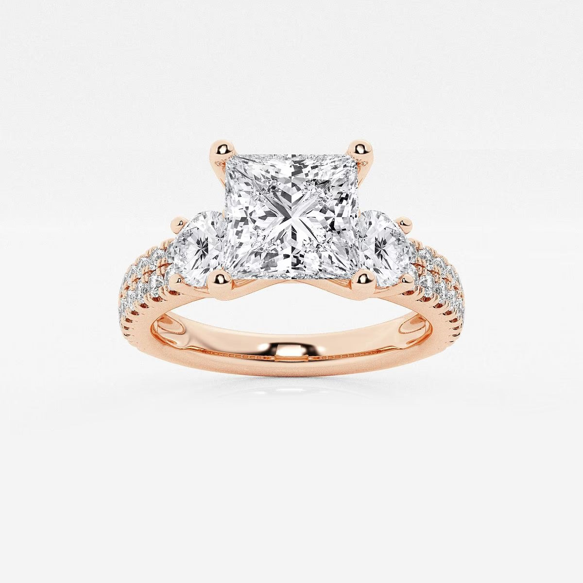 1.75 ctw Princess Lab Grown Diamond Engagement Ring with Double Row Side