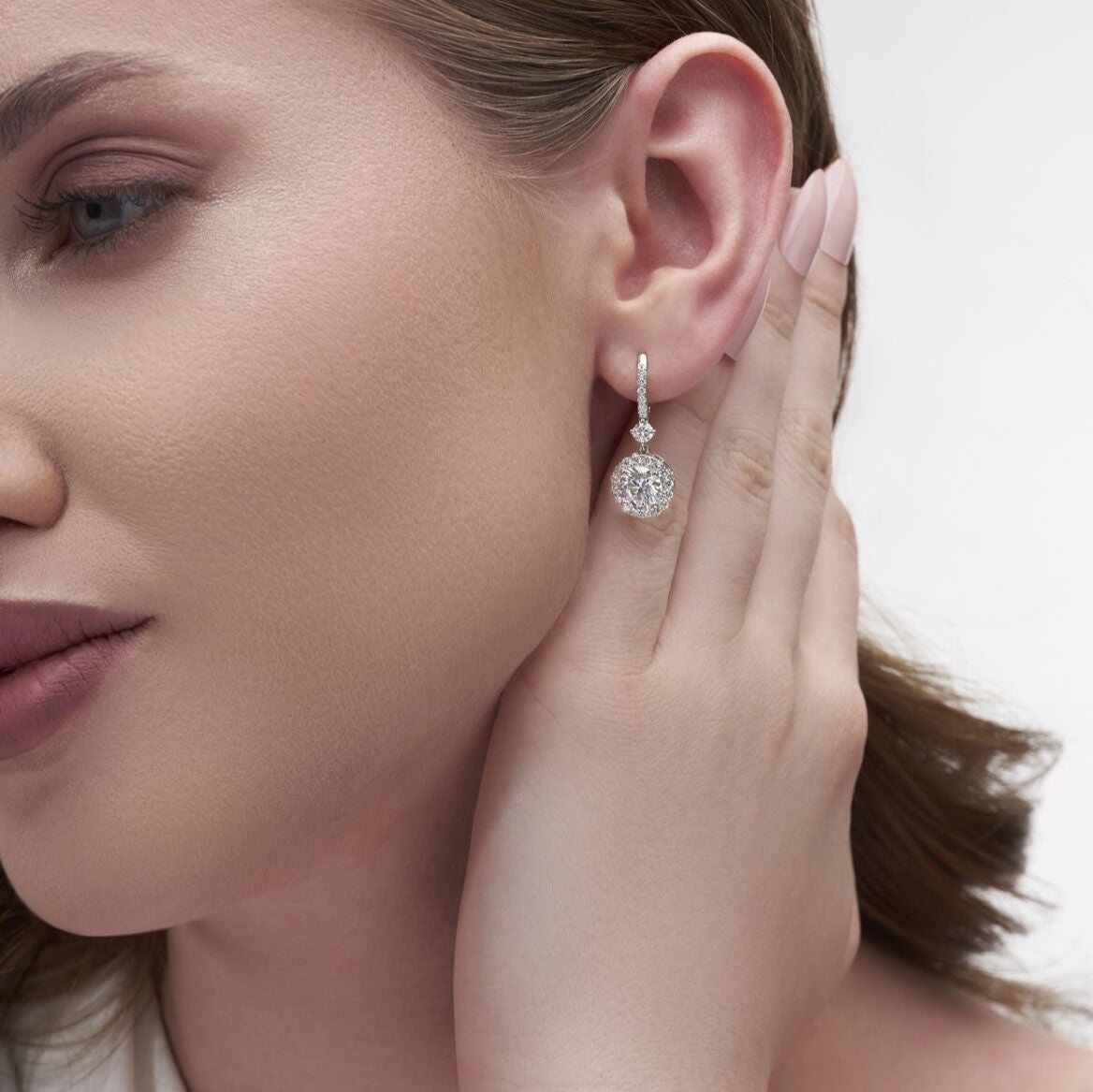 4.19 Ct Fern Diamond Hoop Earrings For Women