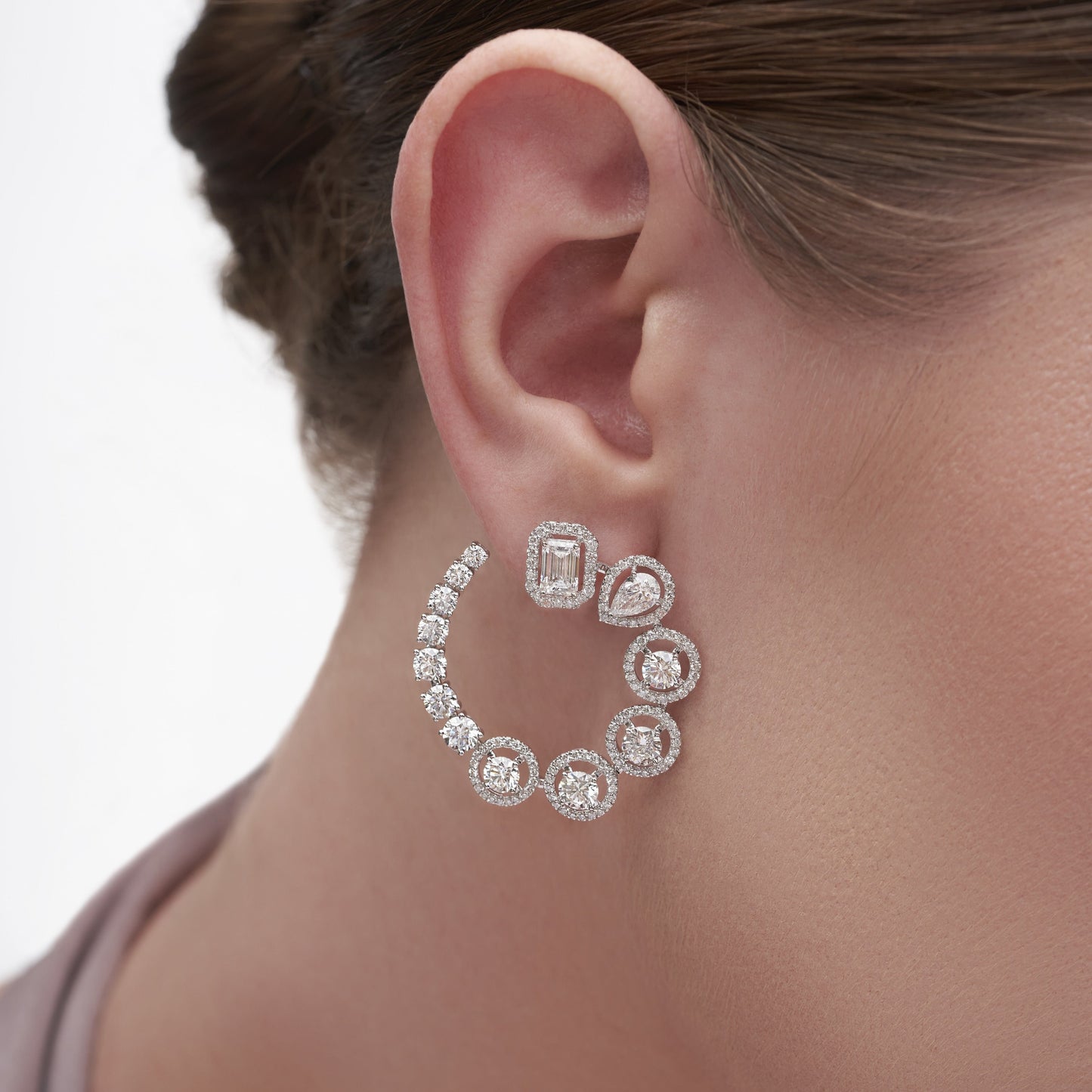 8.17 Ct Multi Shape Open Hoop Crystal Earrings for Love