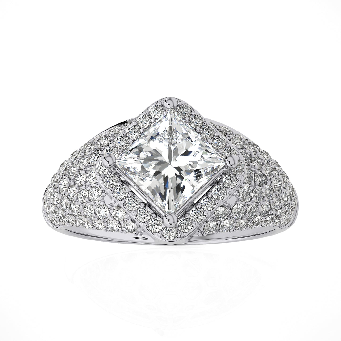2.66Ct Halo/Pave Engagement Ring & Wedding Ring