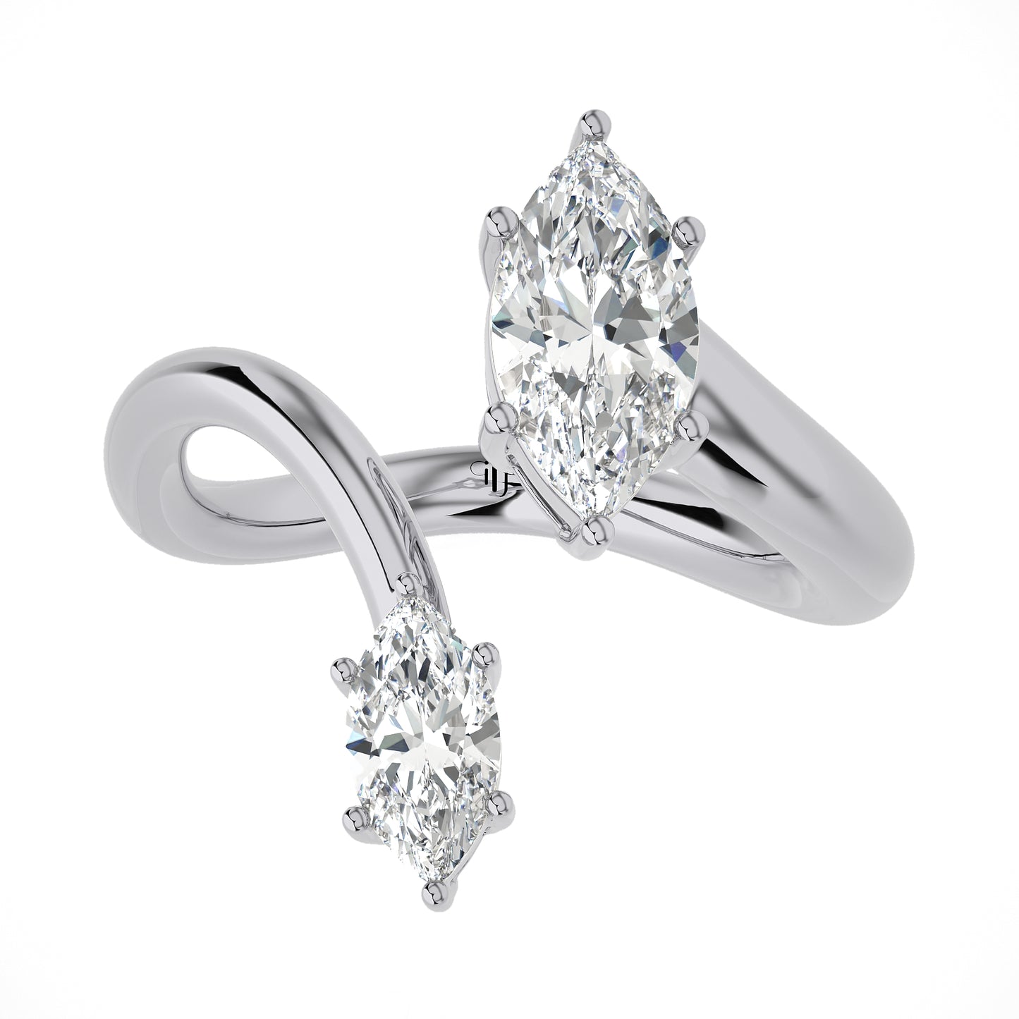 0.95 Ct Two Stone Open Style Engagement Ring & Wedding Ring
