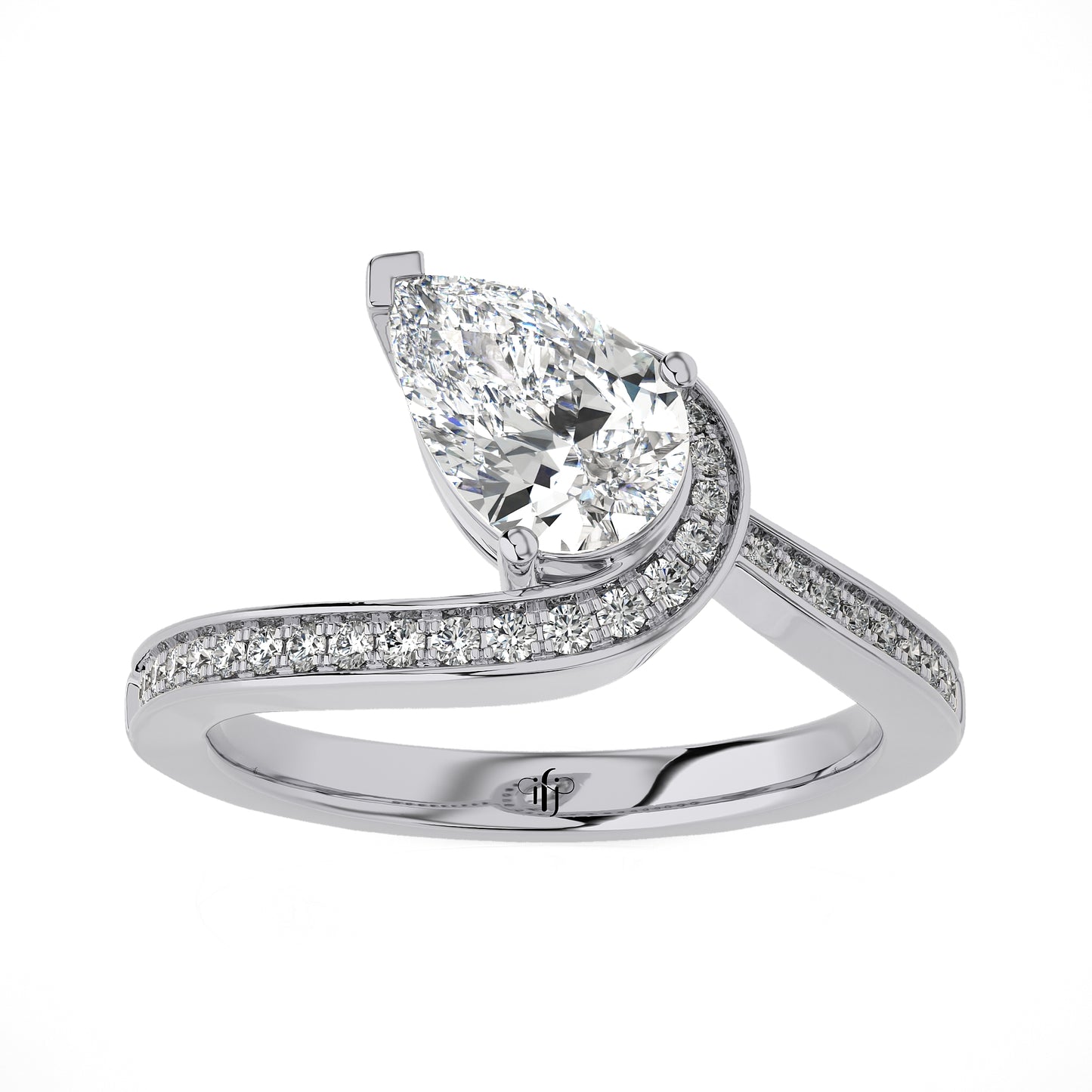 1.22 Ct Wave Harmony Pear Diamond Engagement Ring & Wedding Ring