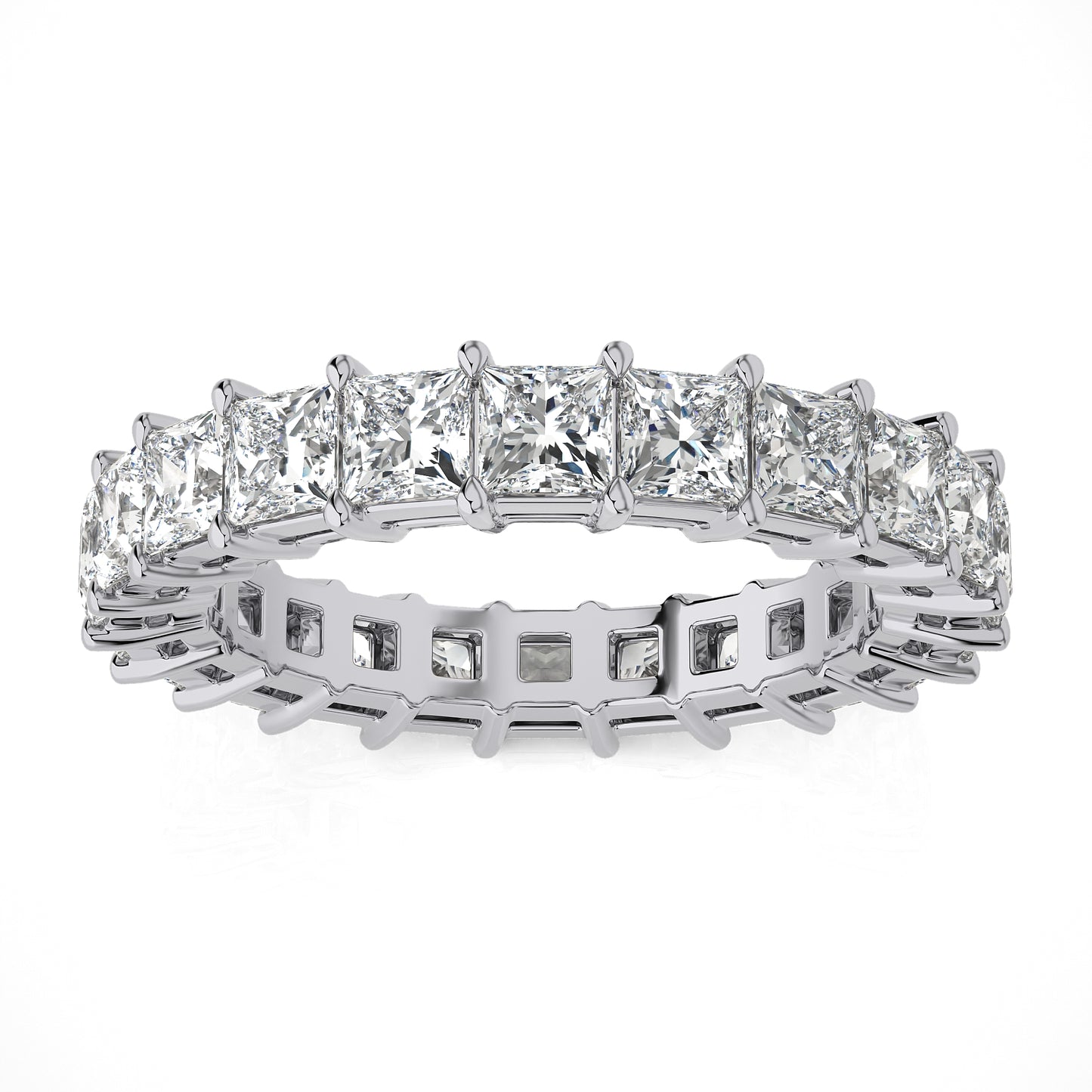 4.76 Ct Princess Eternity Band Engagement & Wedding Rings