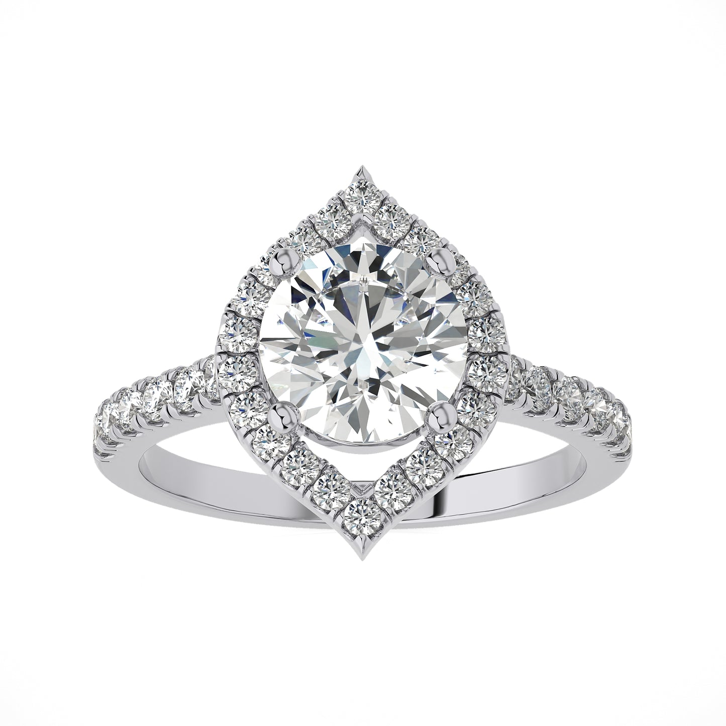 2.63 Ct Engagement Ring with Halo/Pave & Wedding Rings