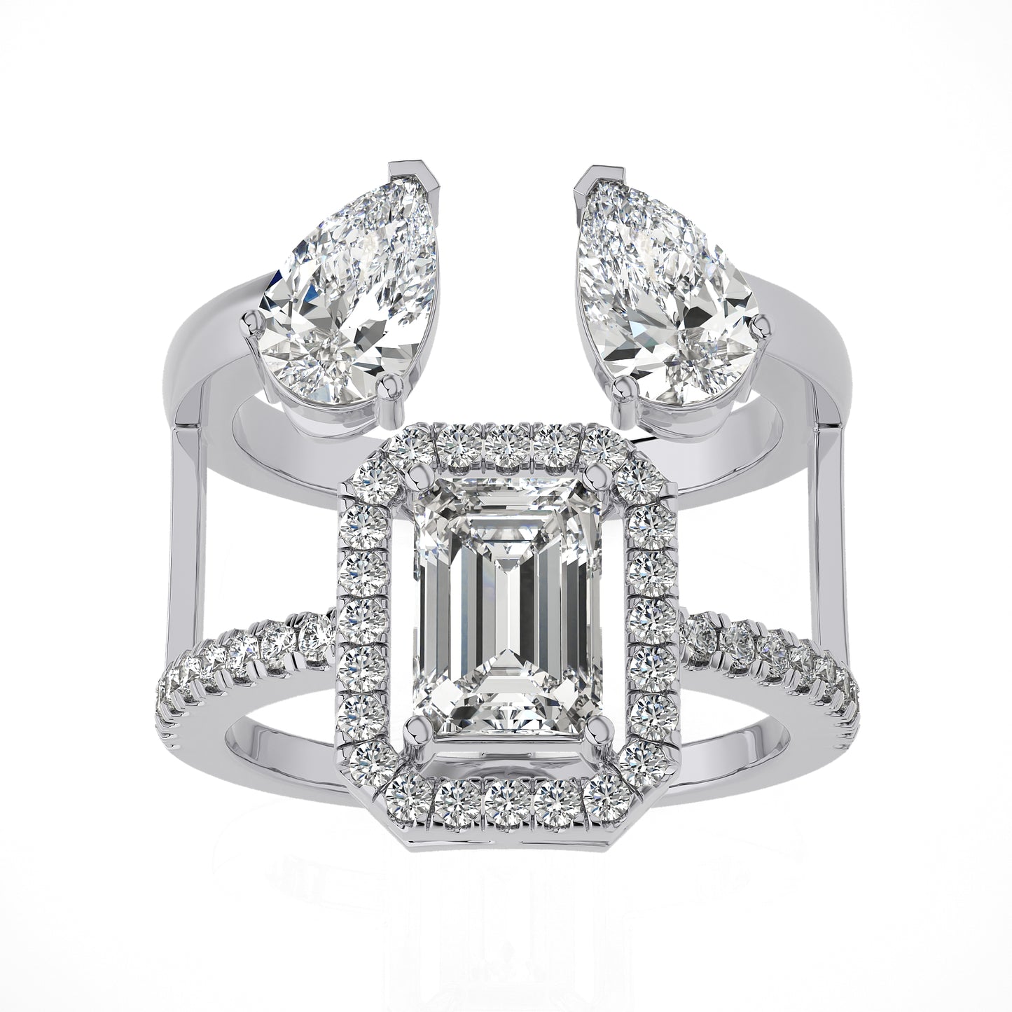 3.28 Ct Halo/Pave Double Claw Engagement Ring & Wedding Ring