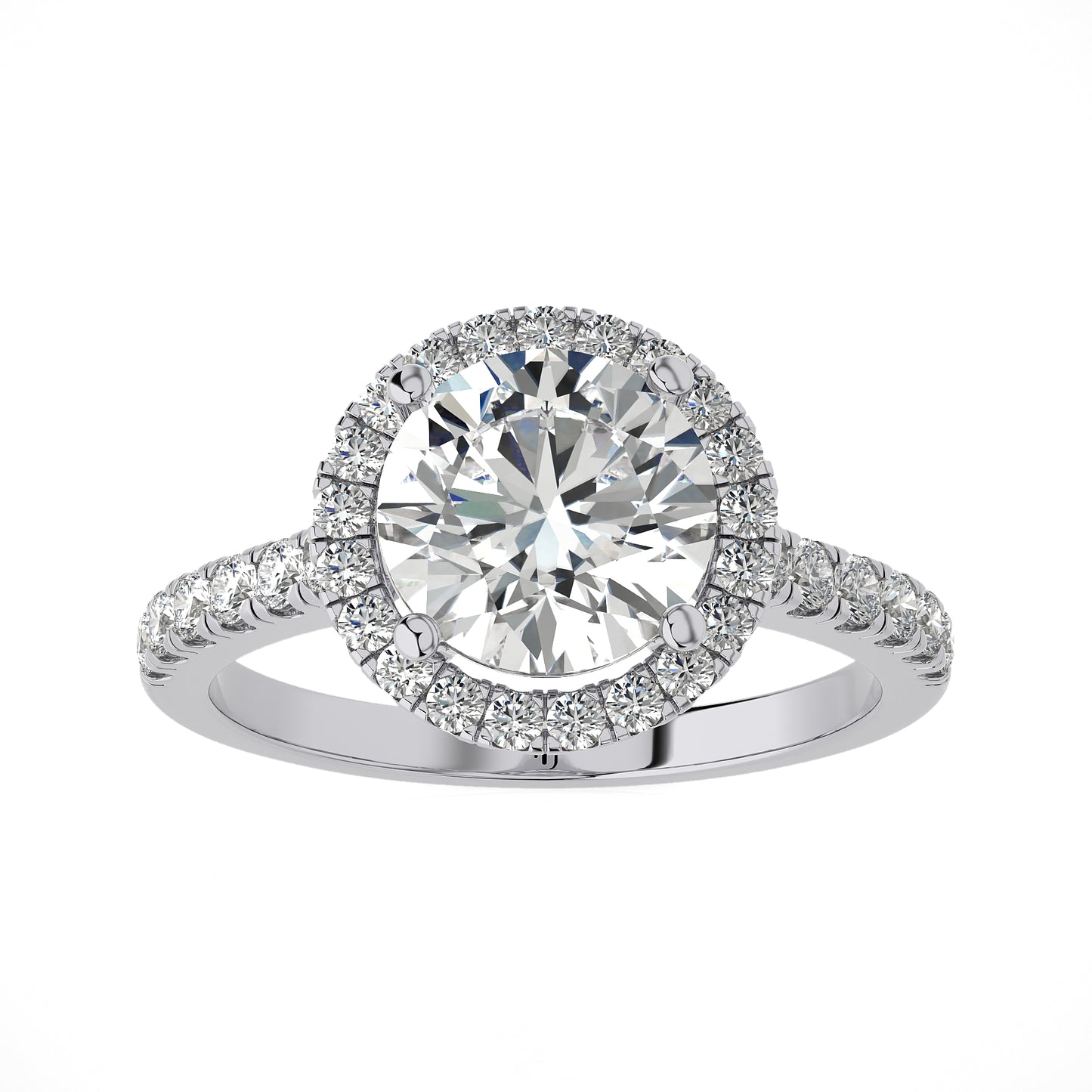 2.41 Ct Engagement Ring with Halo/Pave & Wedding Rings