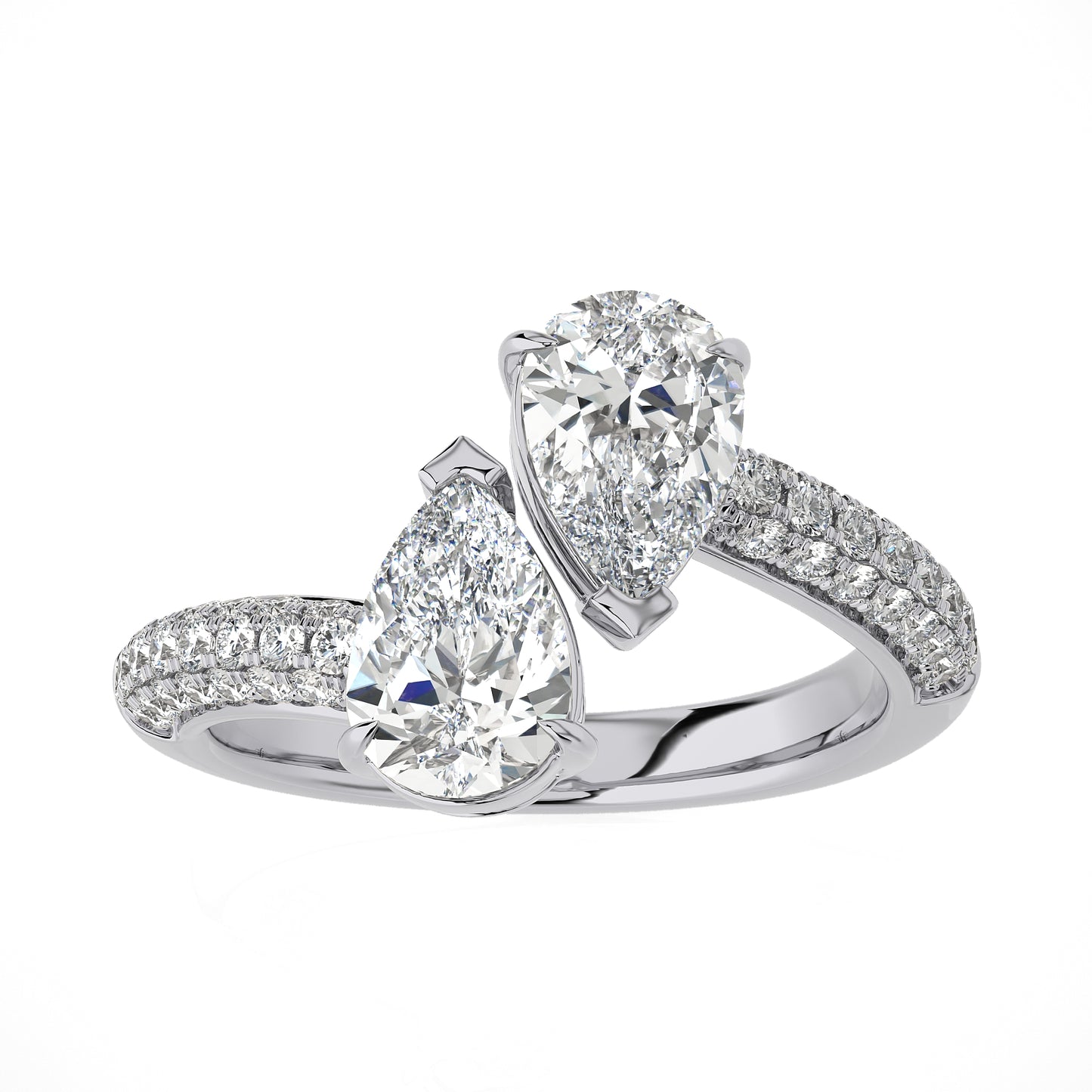 1.99 Ct Fashion Ring - 2 Solitaire with Halo/Pave Engagement & Wedding Rings