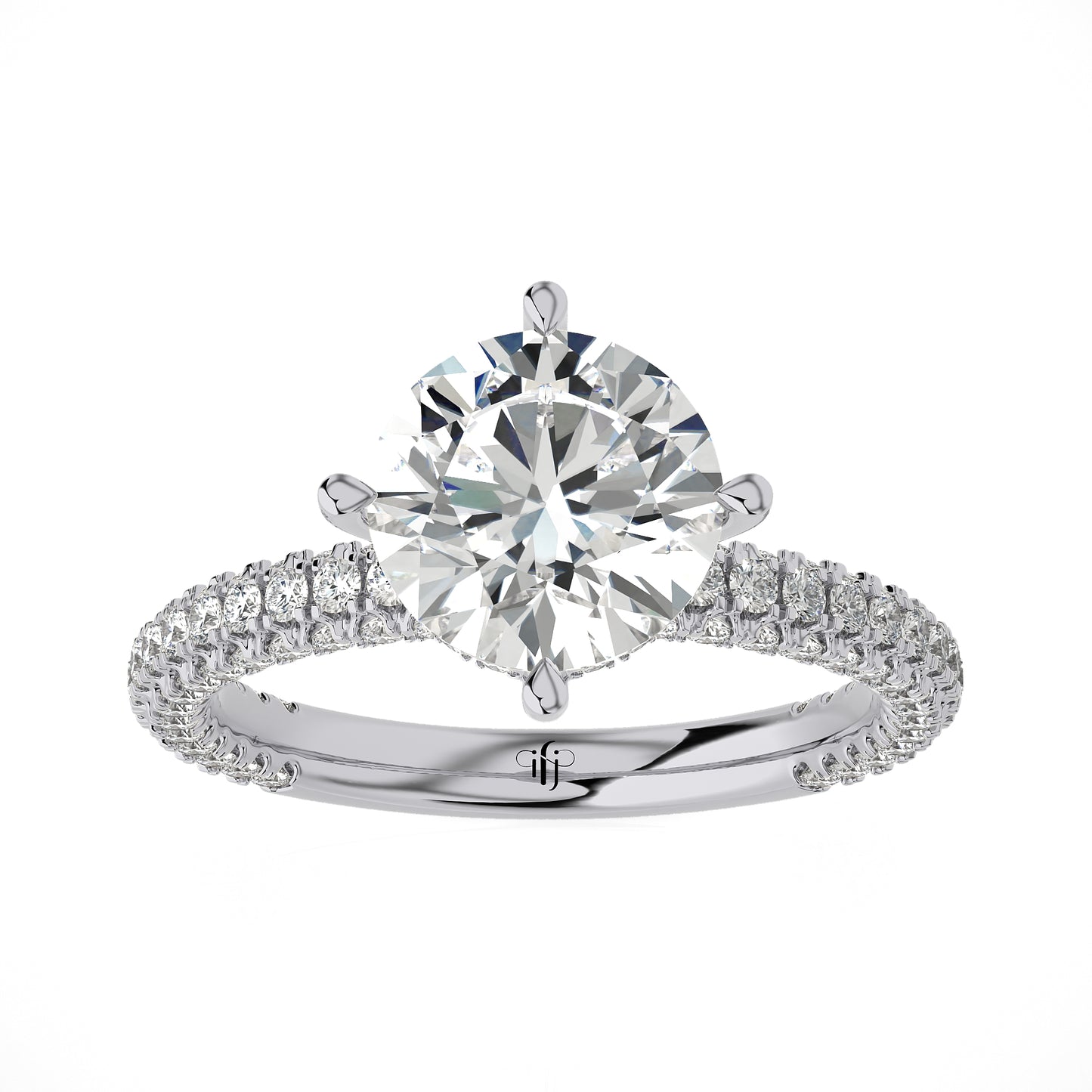 2.14 Ct Round Engagement Ring with Halo/Pave & Wedding Ring