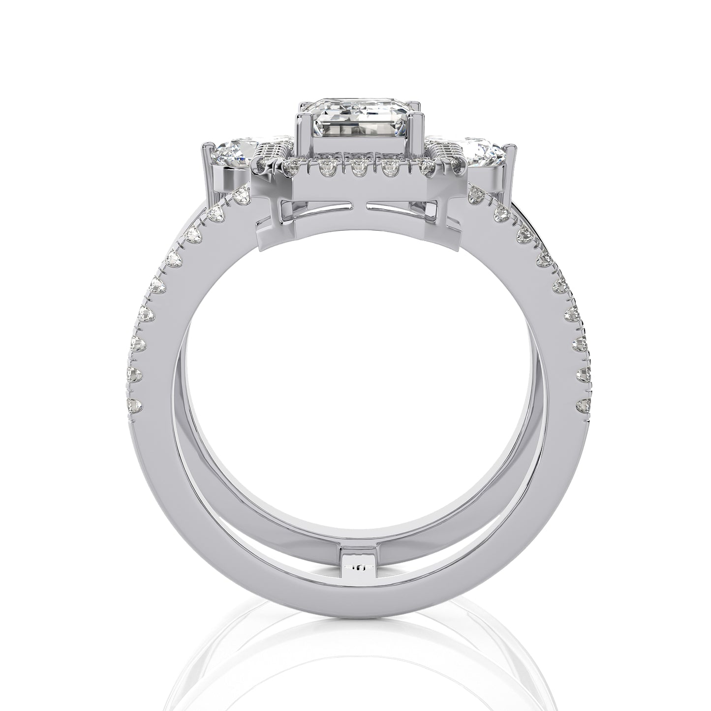 3.28 Ct Halo/Pave Double Claw Engagement Ring & Wedding Ring