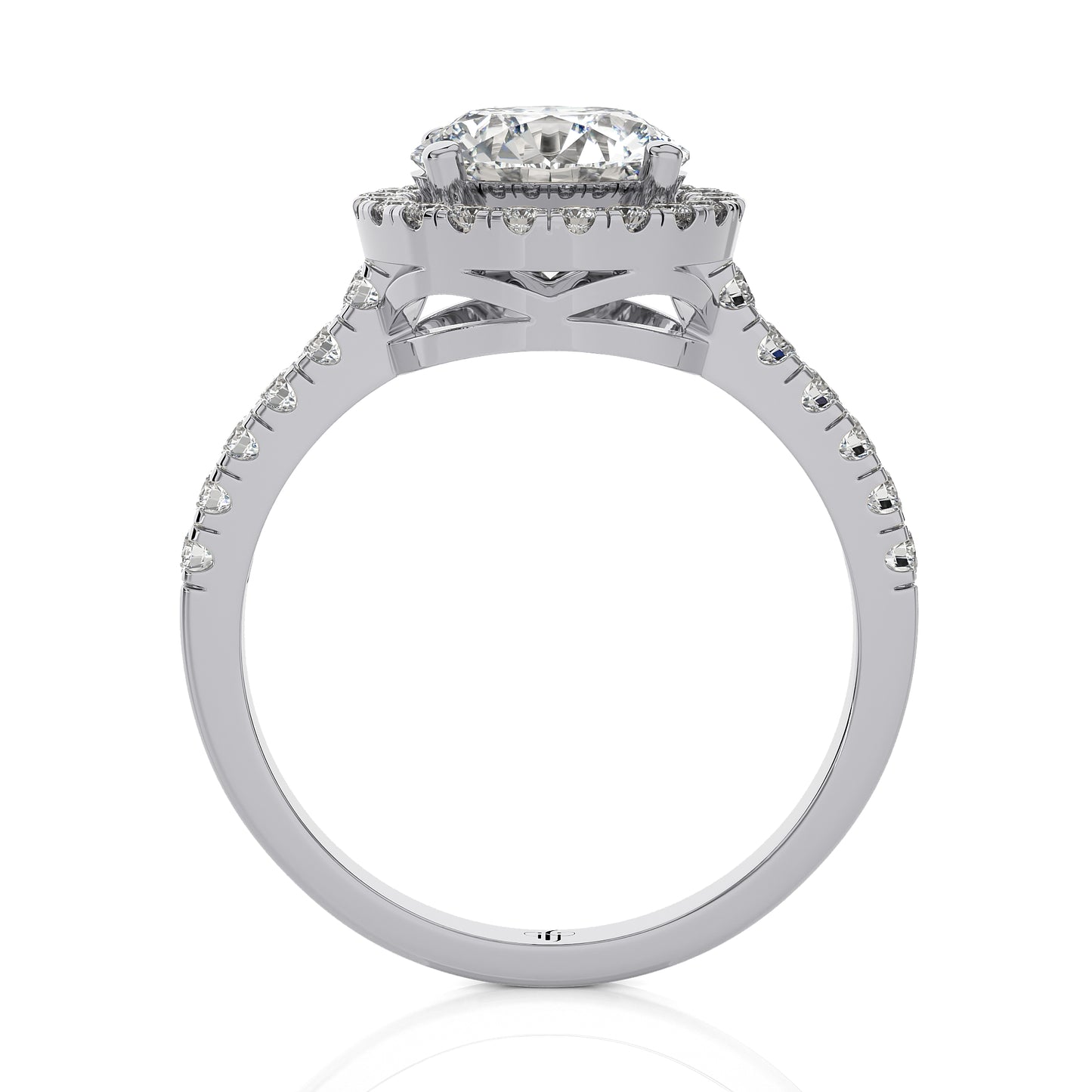2.41 Ct Engagement Ring with Halo/Pave & Wedding Rings