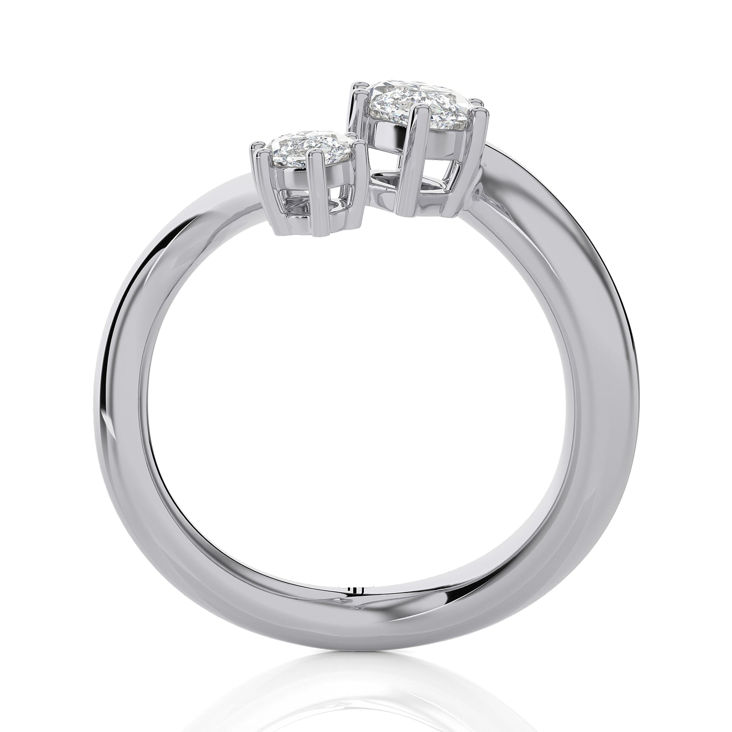 0.95 Ct Two Stone Open Style Engagement Ring & Wedding Ring