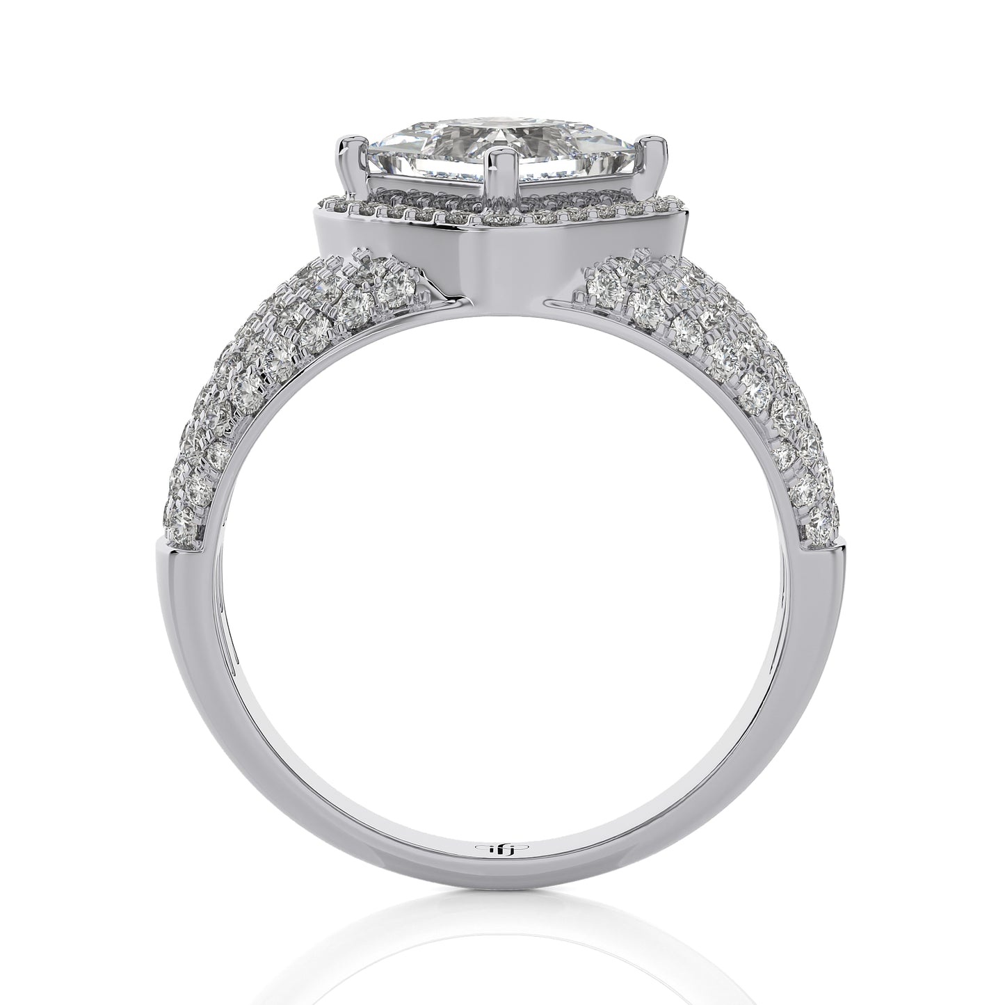 2.66Ct Halo/Pave Engagement Ring & Wedding Ring