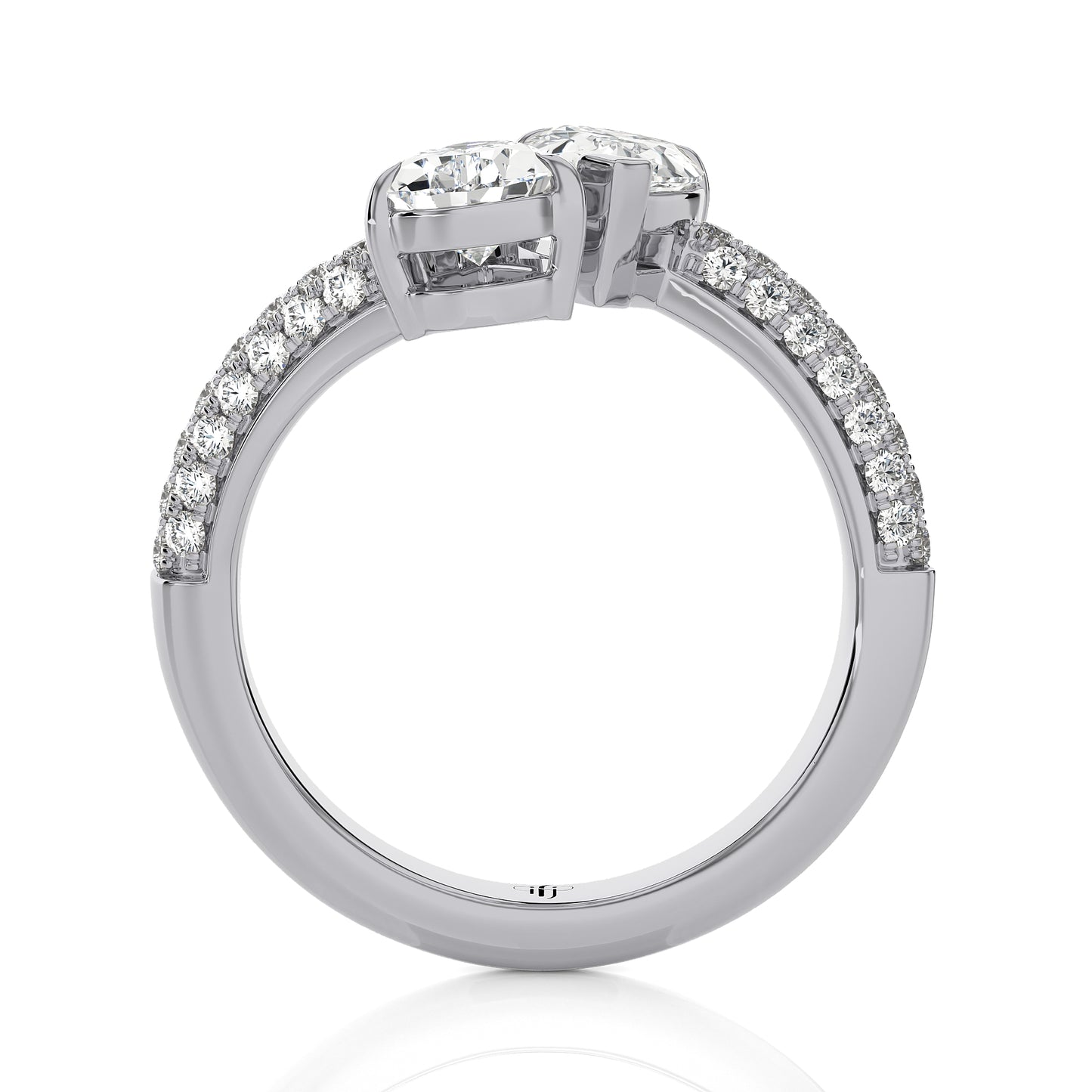 1.99 Ct Fashion Ring - 2 Solitaire with Halo/Pave Engagement & Wedding Rings