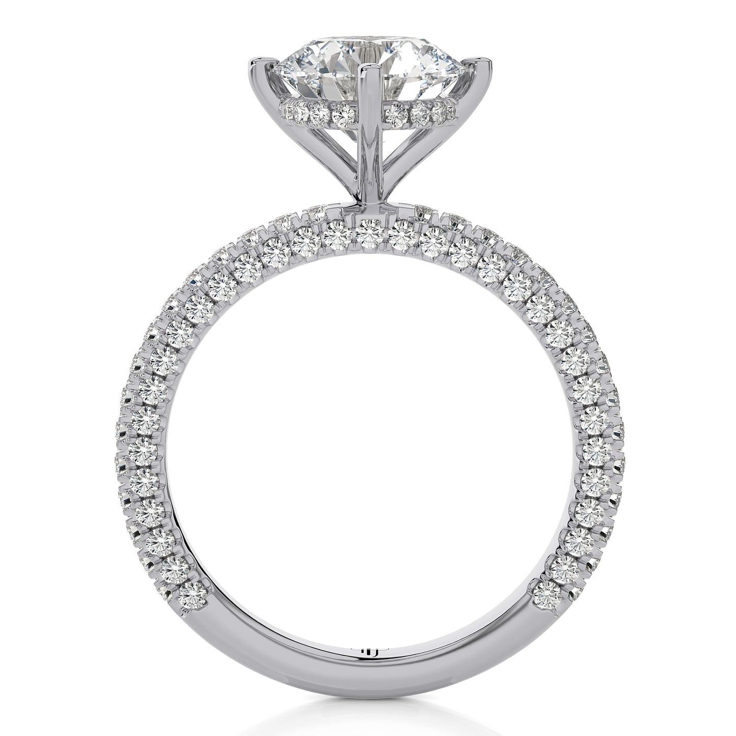 2.14 Ct Round Engagement Ring with Halo/Pave & Wedding Ring
