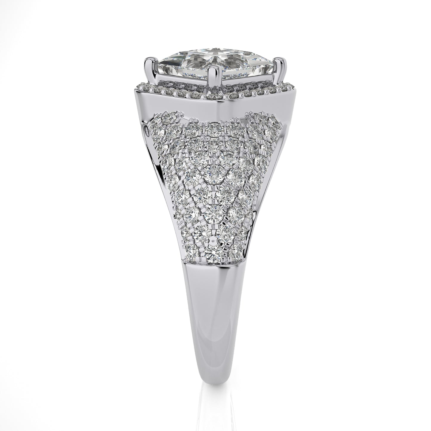 2.66Ct Halo/Pave Engagement Ring & Wedding Ring