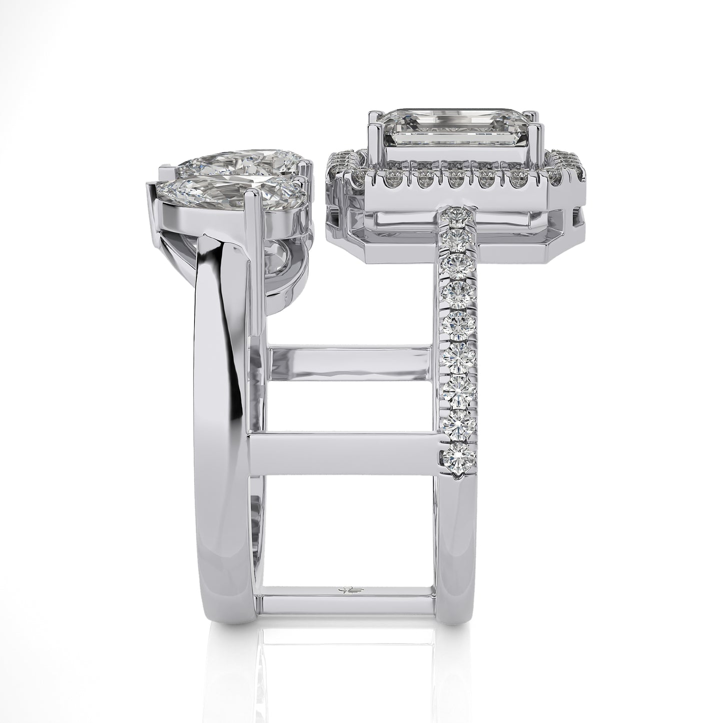 3.28 Ct Halo/Pave Double Claw Engagement Ring & Wedding Ring