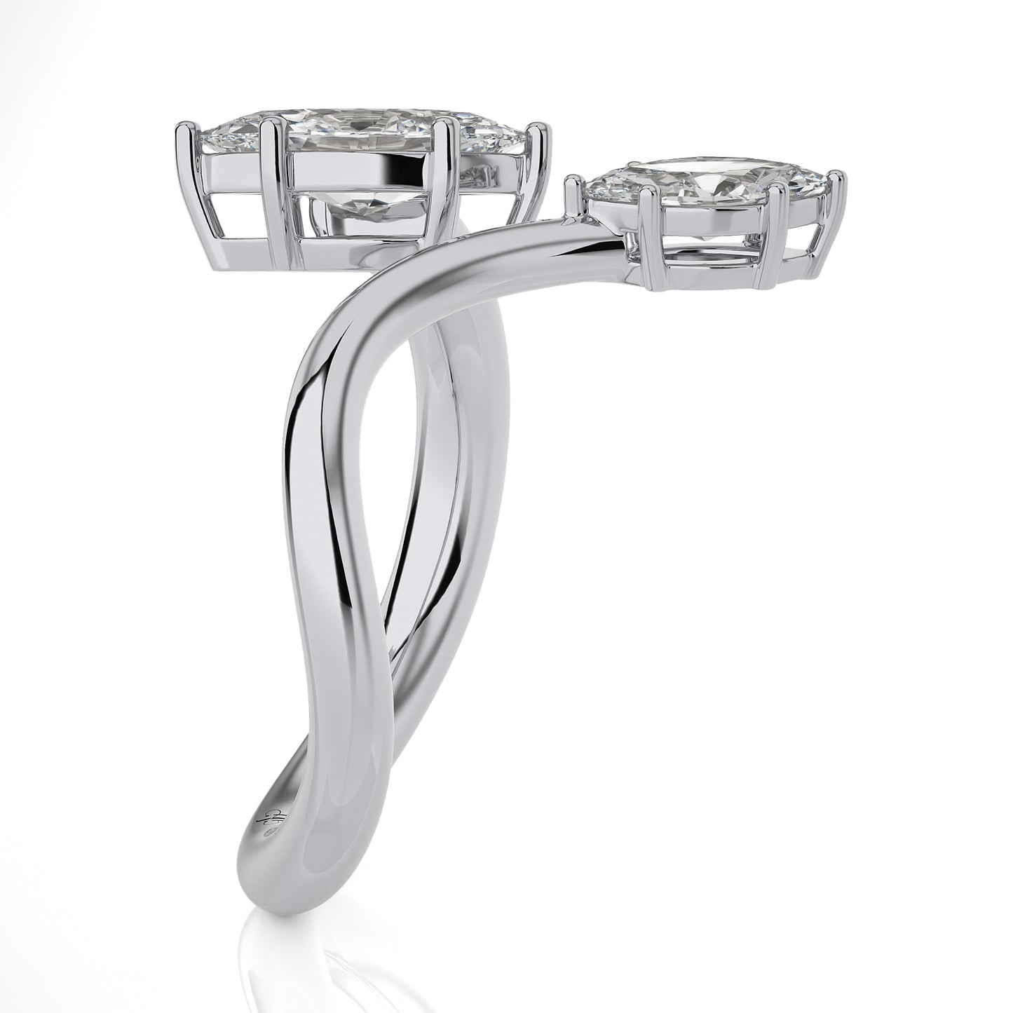 0.95 Ct Two Stone Open Style Engagement Ring & Wedding Ring