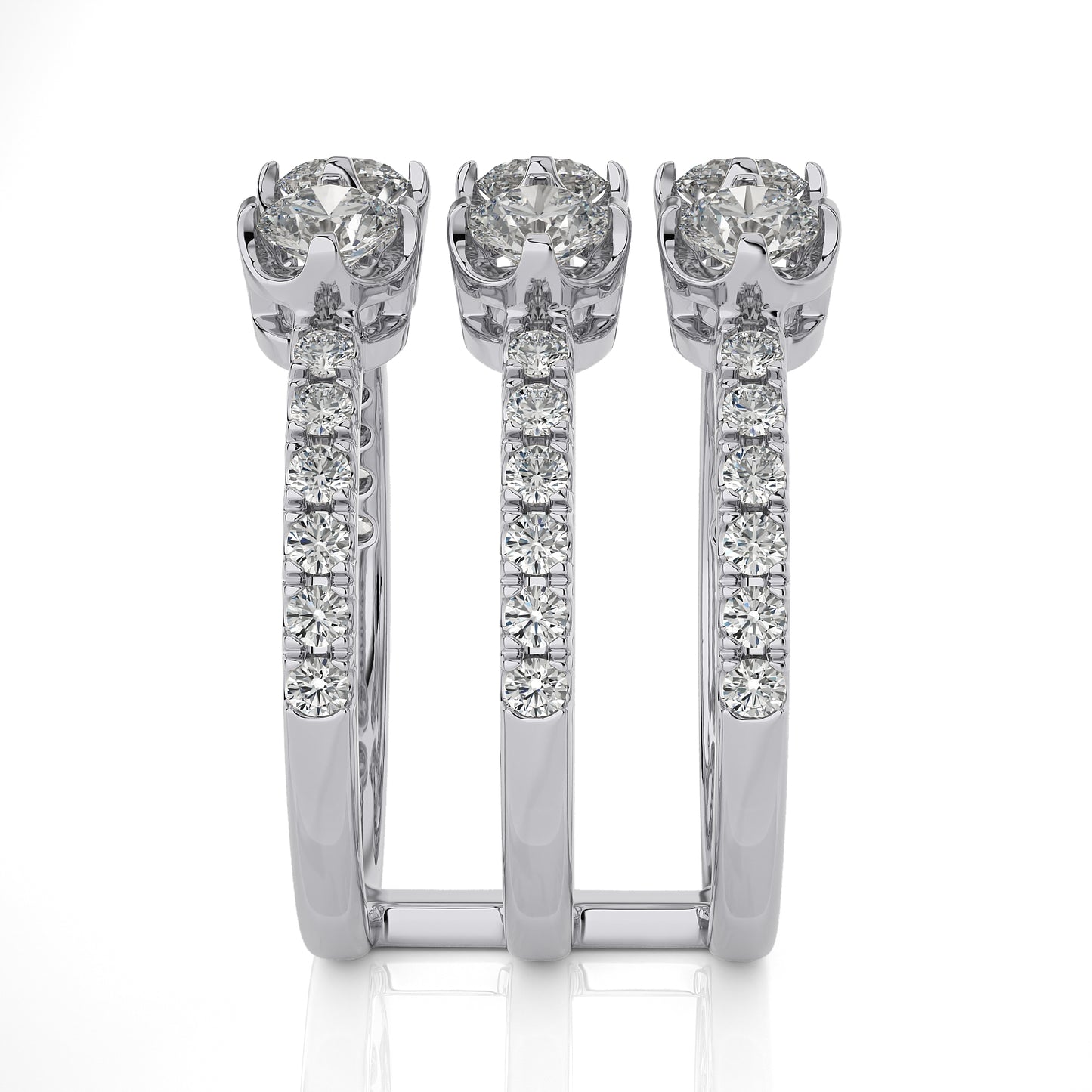 3.50 Ct Engagement Ring with Halo/Pave & Wedding Rings
