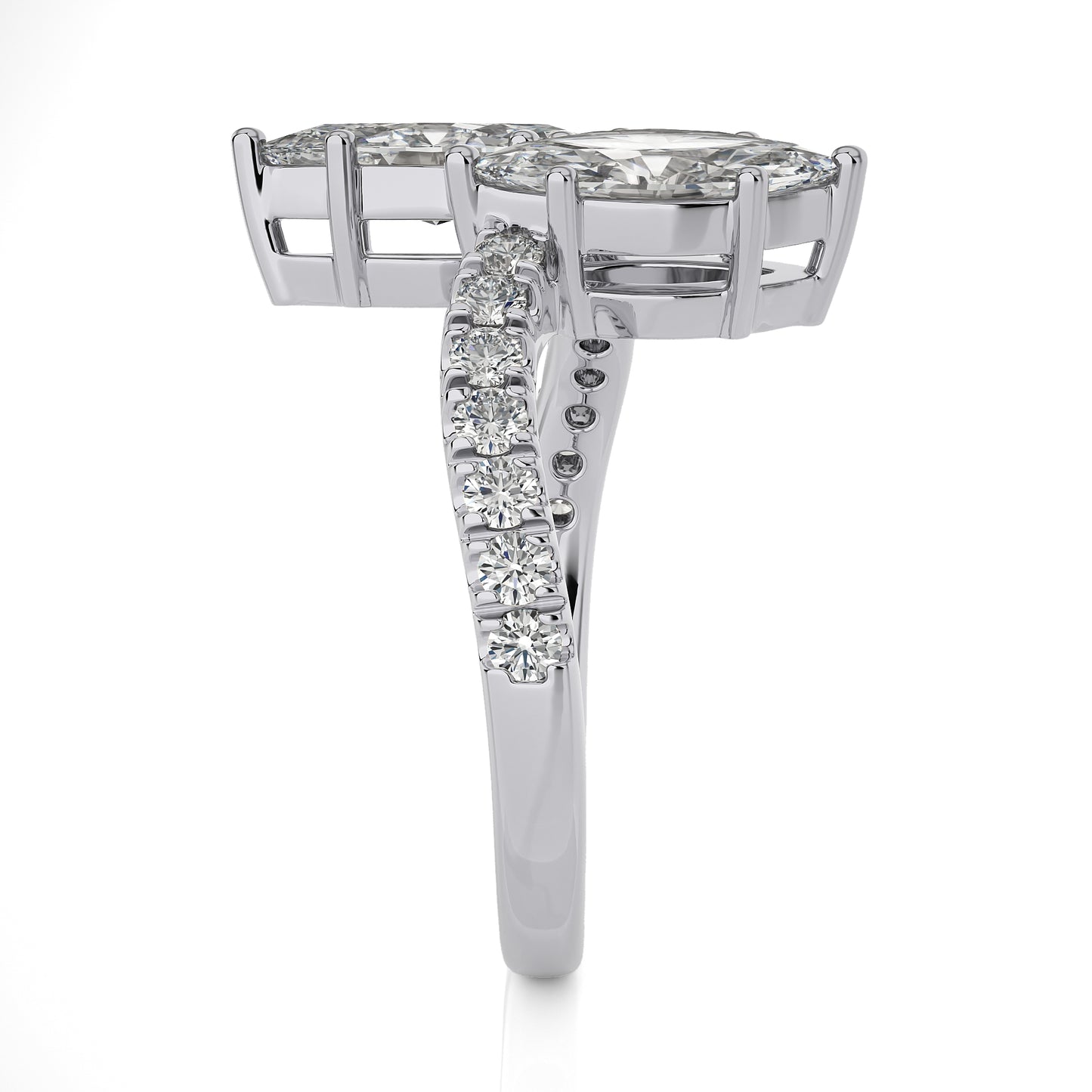 1.76 Ct Toi Et Moi Ring By-Pass Shank Engagement Ring & Wedding Ring