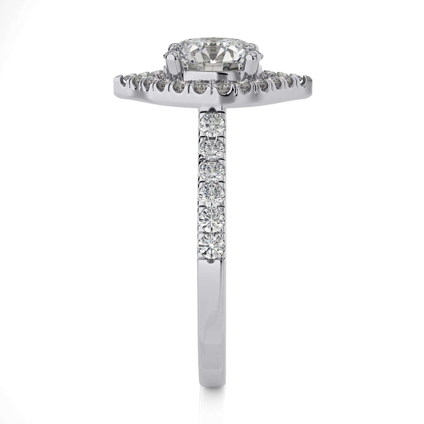 2.63 Ct Engagement Ring with Halo/Pave & Wedding Rings