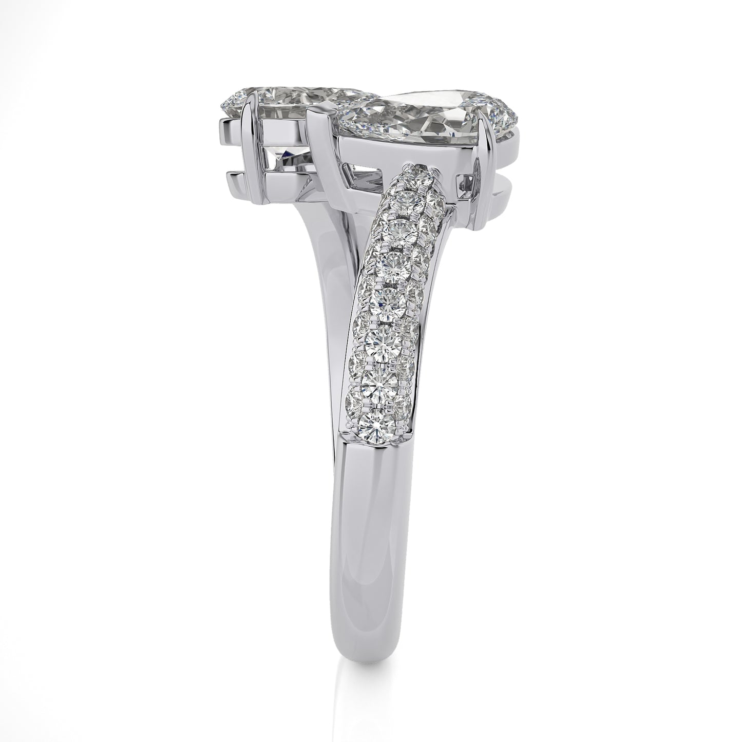 1.99 Ct Fashion Ring - 2 Solitaire with Halo/Pave Engagement & Wedding Rings