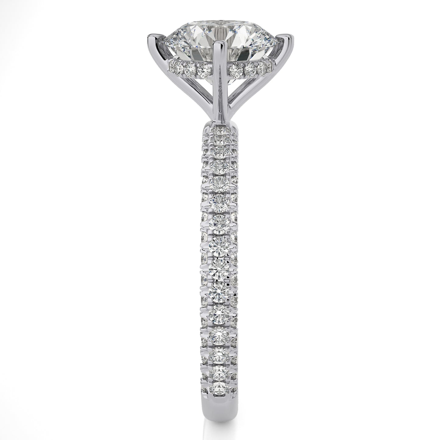 2.14 Ct Round Engagement Ring with Halo/Pave & Wedding Ring