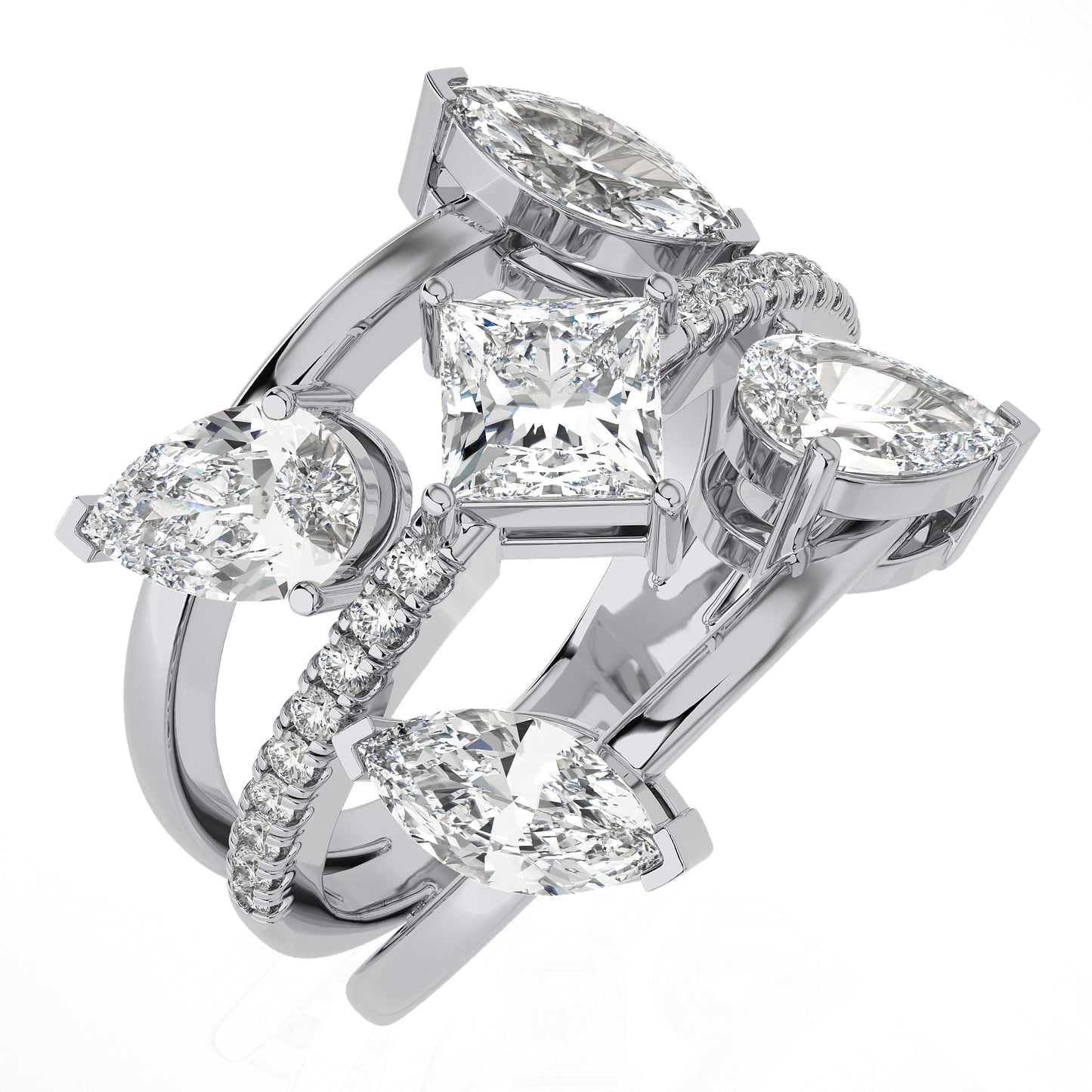 2.92 Ct Halo Engagement Ring & Wedding Ring