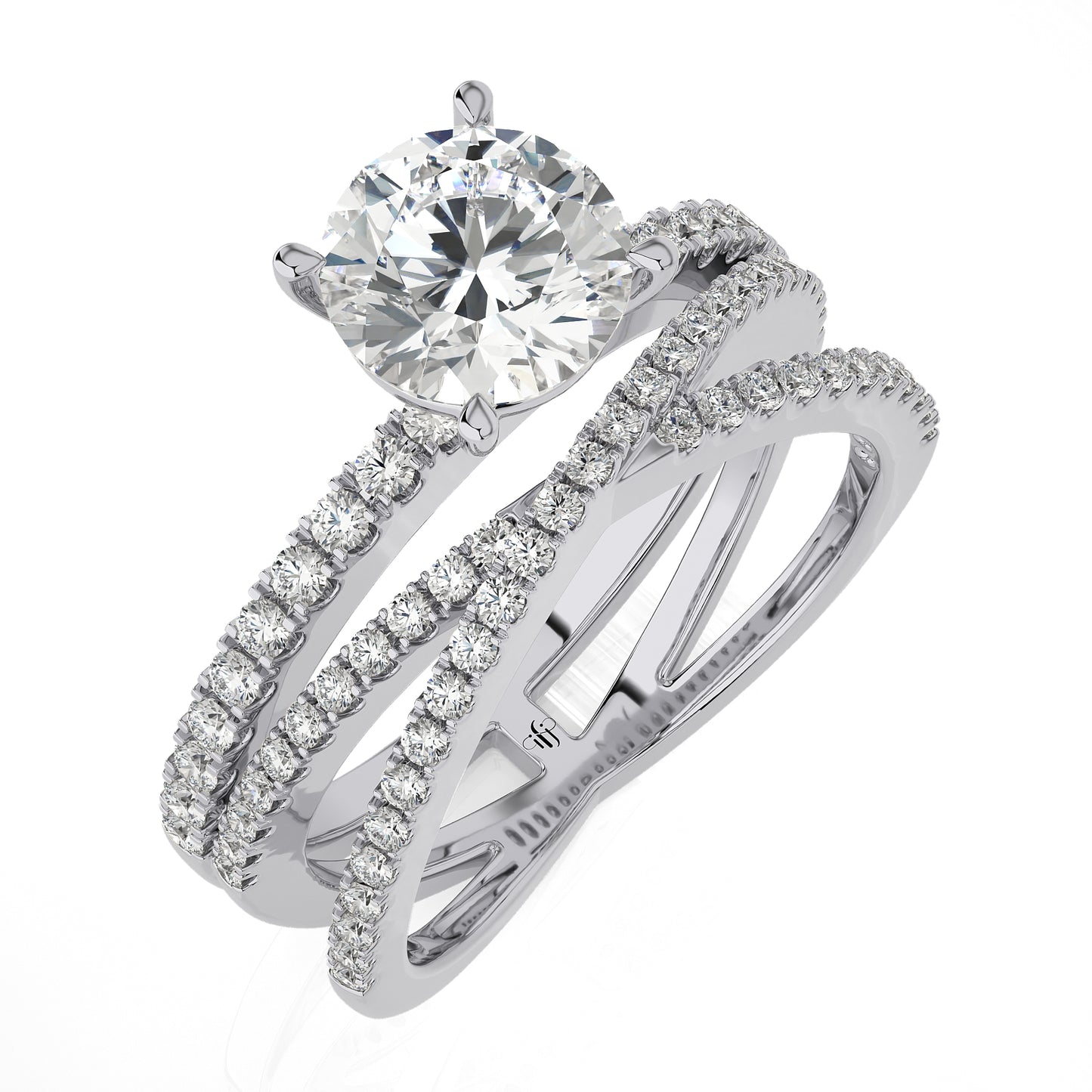 1.59 Ct Engagement Halo/Pave & Wedding Rings