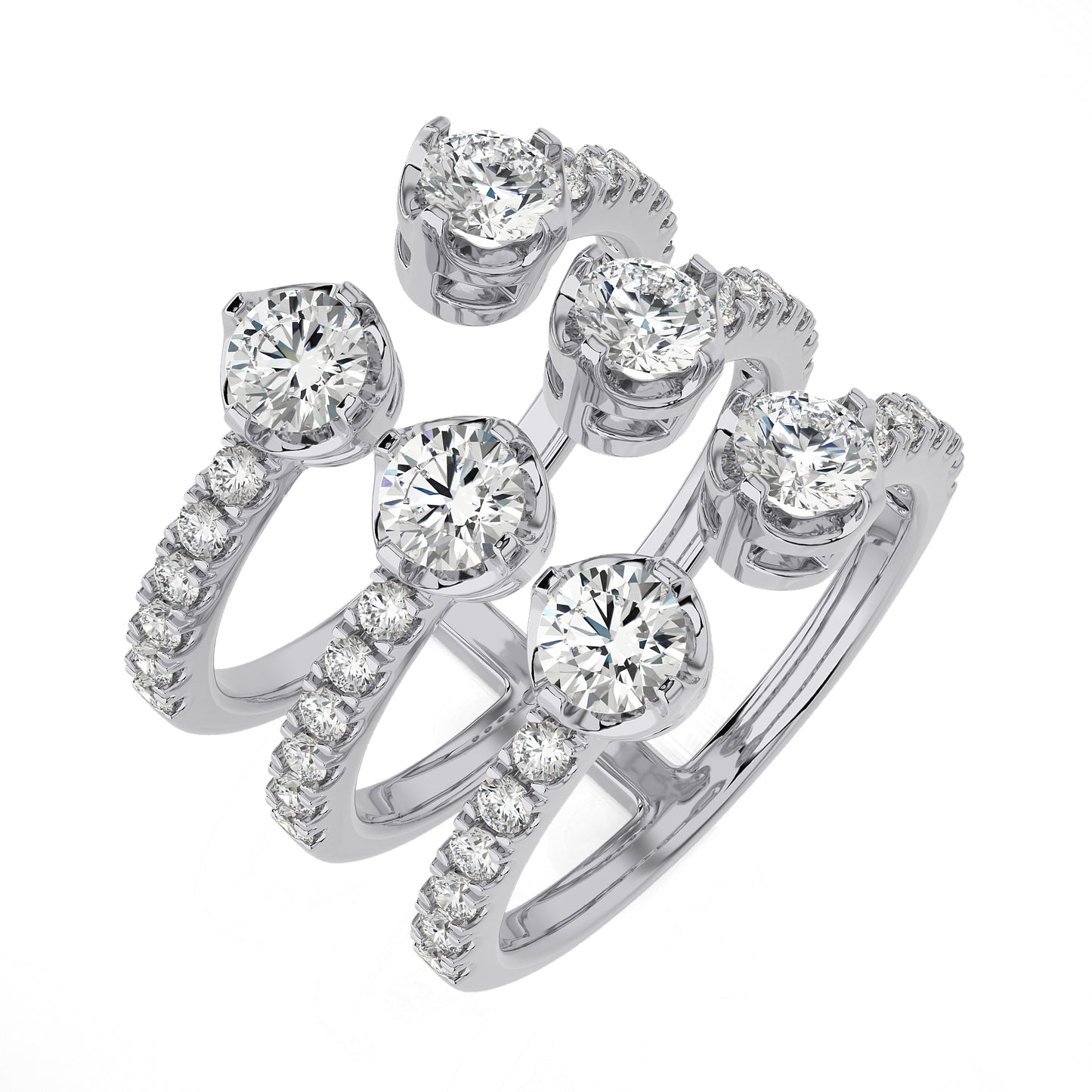 3.50 Ct Engagement Ring with Halo/Pave & Wedding Rings