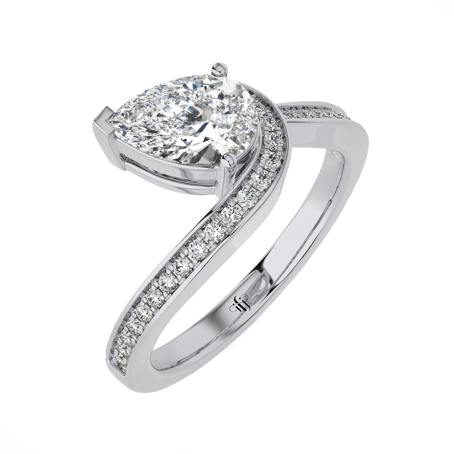 1.22 Ct Wave Harmony Pear Diamond Engagement Ring & Wedding Ring