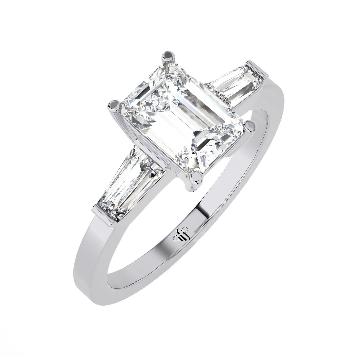 1.68 Ct Three Stone Rings Engagement Ring & Wedding Rings