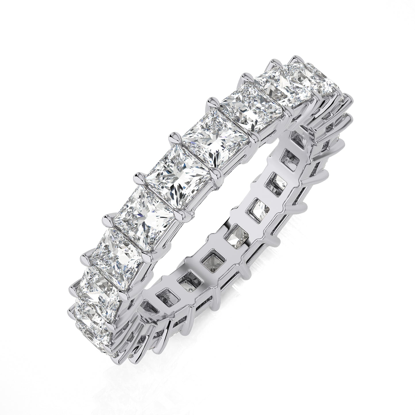 4.76 Ct Princess Eternity Band Engagement & Wedding Rings