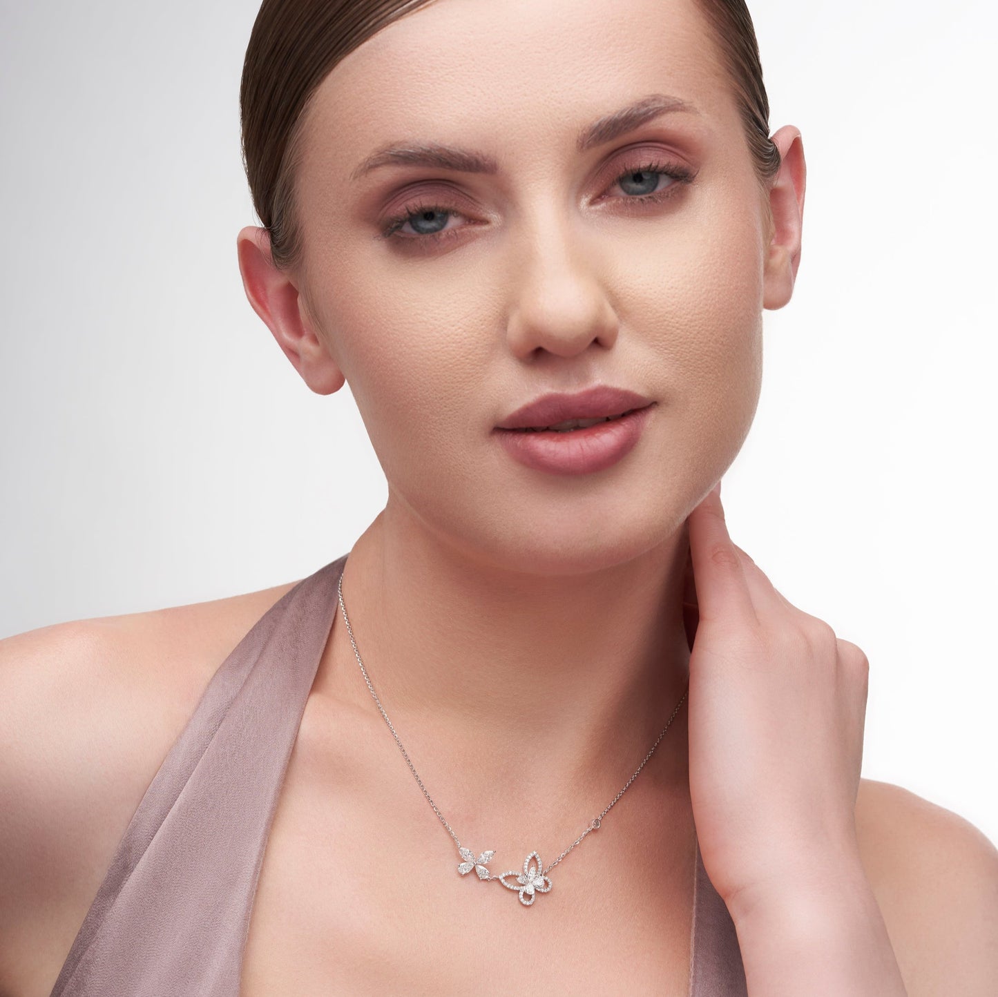 1.94 Ct Double Celestial Infinity Necklace with Butterfly For Women